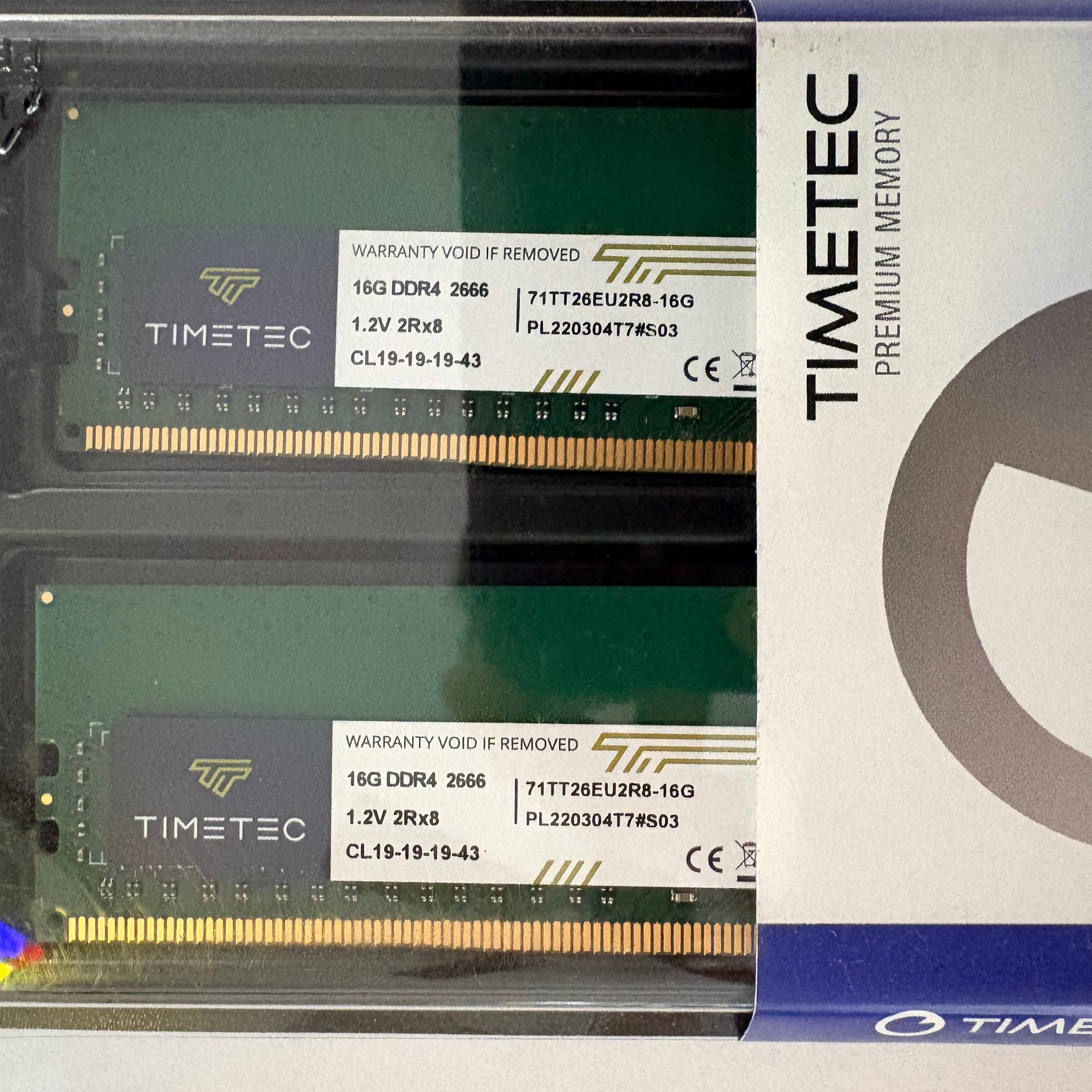 Timetec 32GB Kit (2x16GB) DDR4 2666 ECC Unbuffered UDIMM PC4-21300 2Rx8