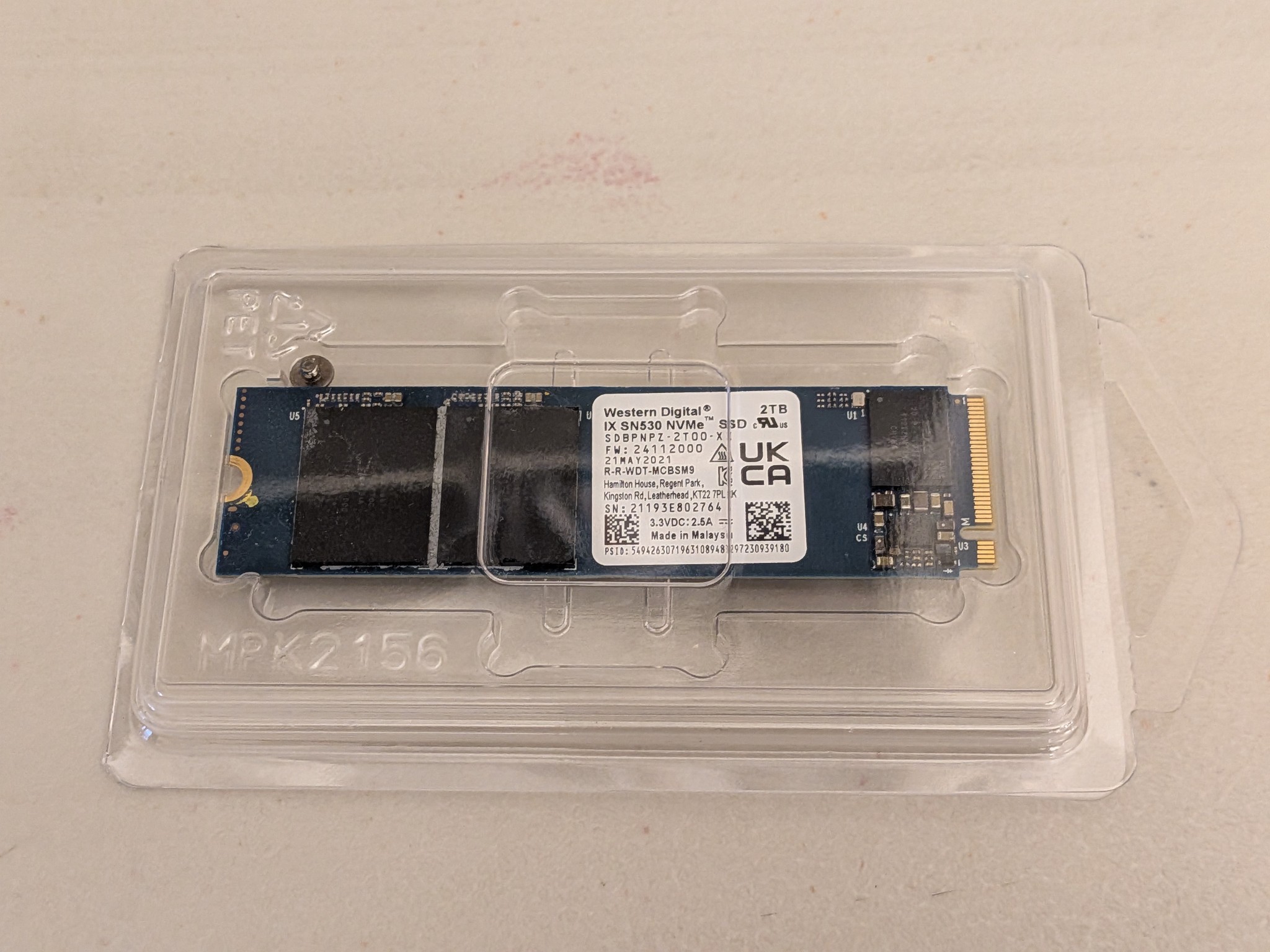Western Digital SN530 2TB NVMe M.2 SSD – PCIe Gen3 x4 – Tested Excellent Condition