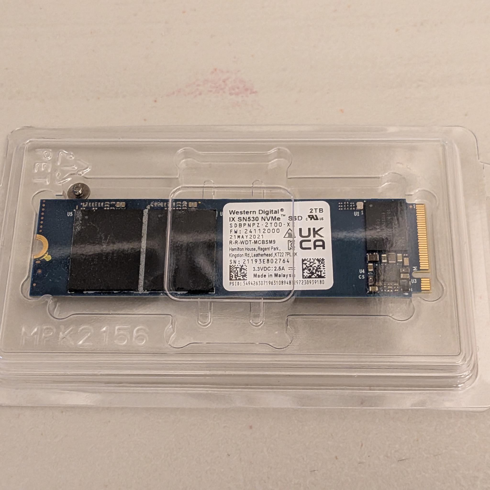 Western Digital SN530 2TB NVMe M.2 SSD – PCIe Gen3 x4 – Tested Excellent Condition