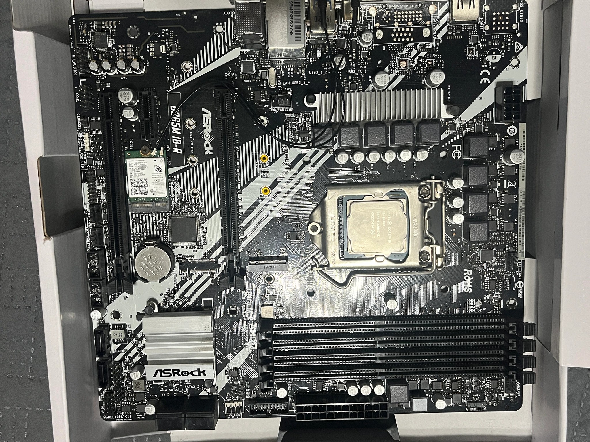 ASRock B365M IB-R Motherboard with Intel i5 9400F 2.9 Ghz CPU and 64 GB of DDR4 2666 Crucial Ram