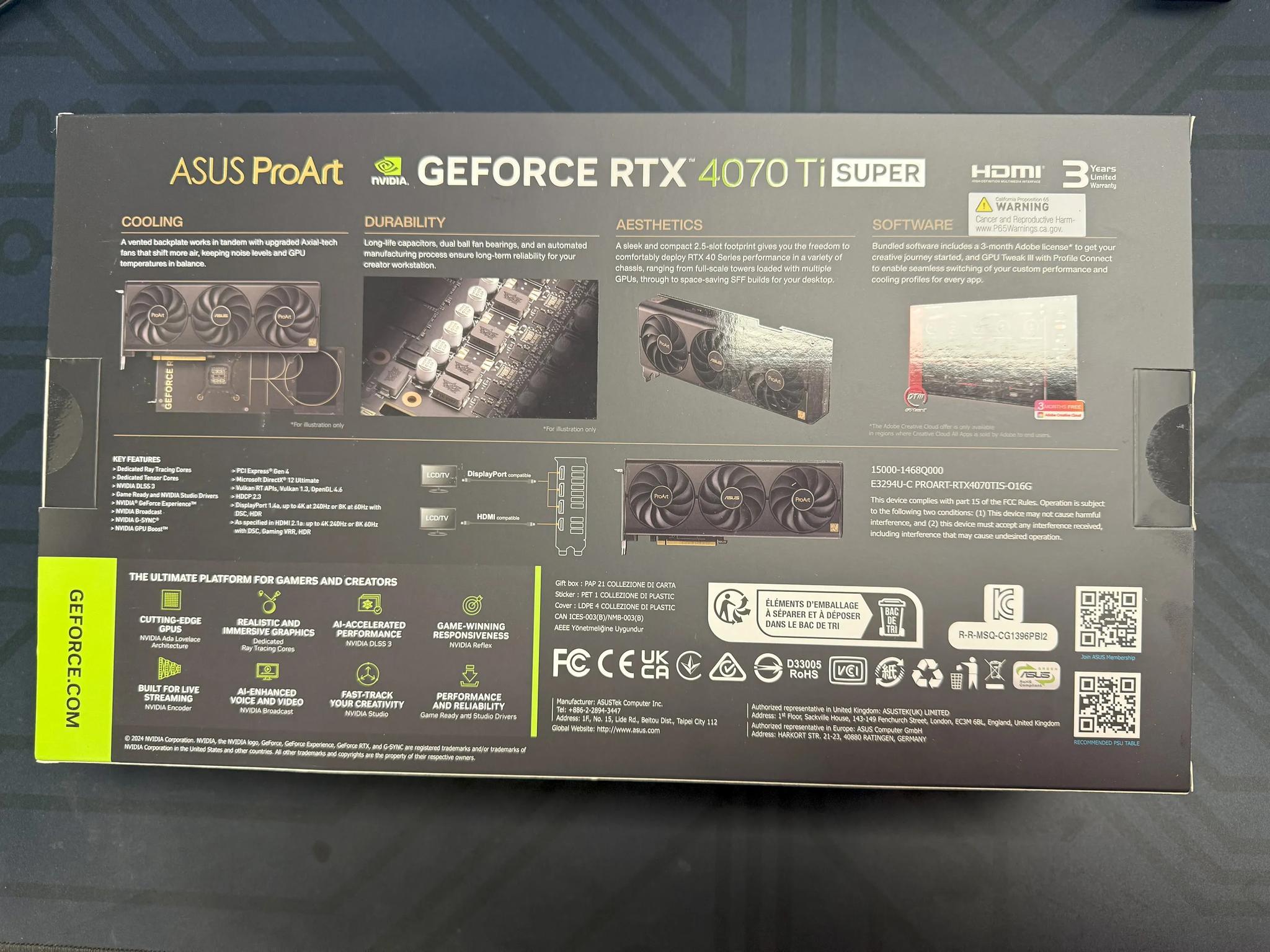*Brand New* ASUS nVidia ProArt GeForce RTX 4070ti Super