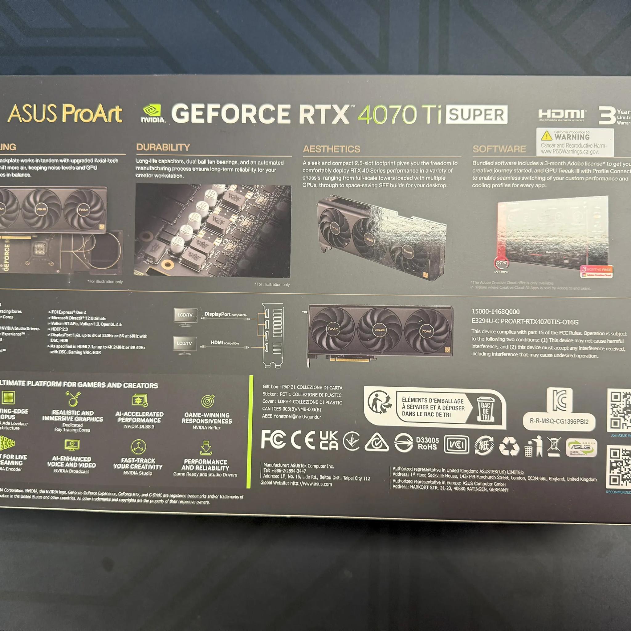 *Brand New* ASUS nVidia ProArt GeForce RTX 4070ti Super