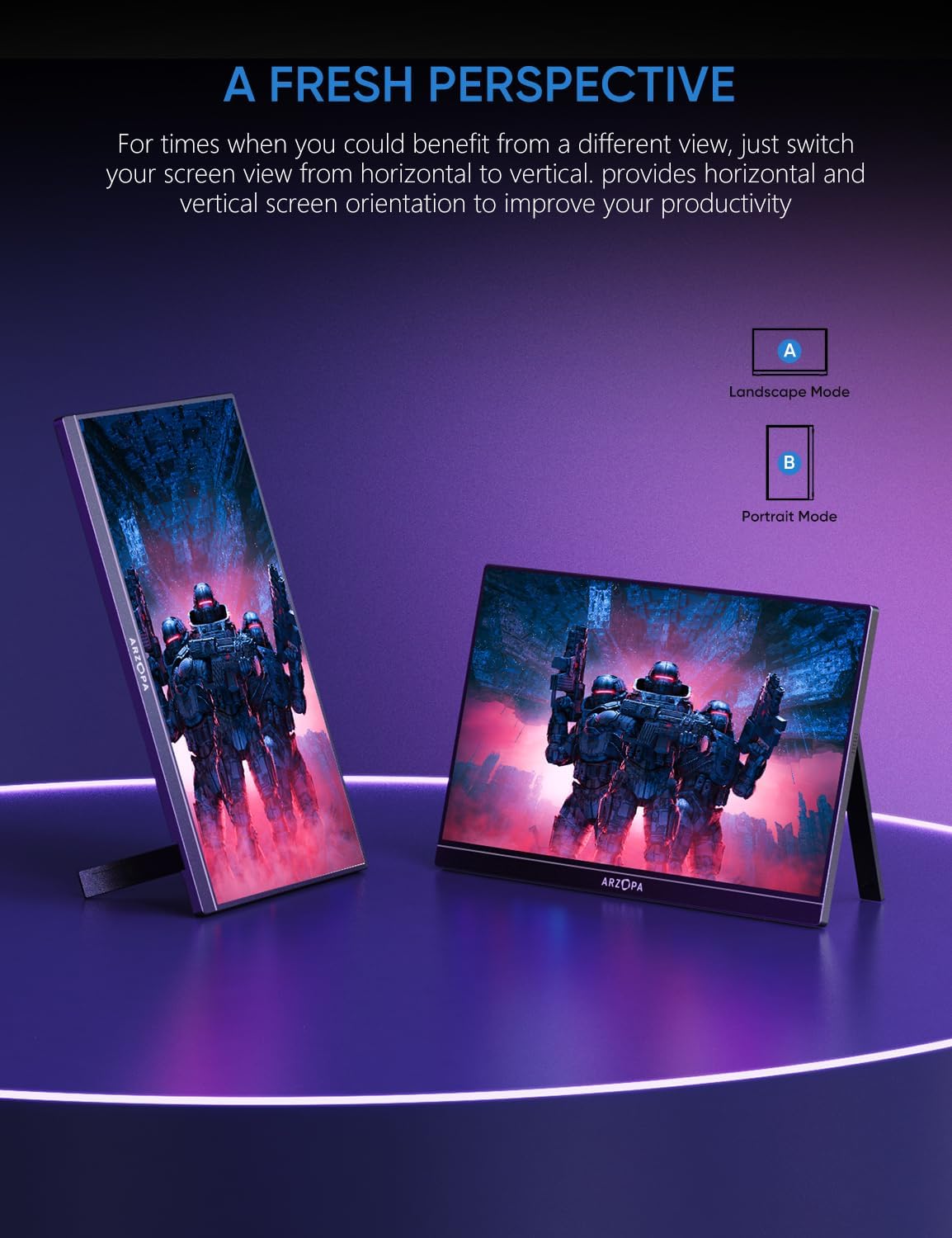 ARZOPA 16.1'' 144Hz Portable Gaming Monitor, 106% sRGB 1080P