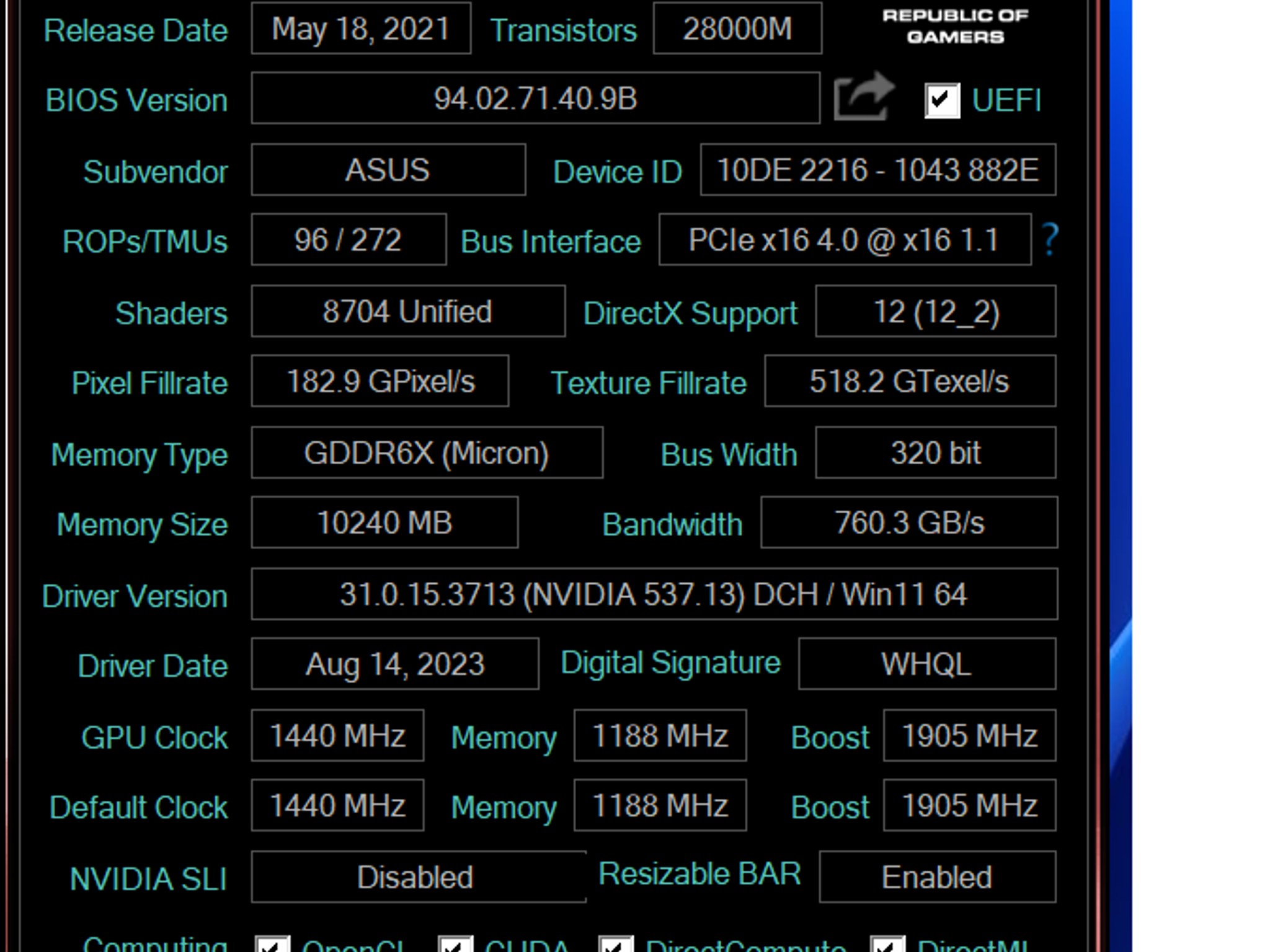 Asus Rog Strix RTX 3080 10GB