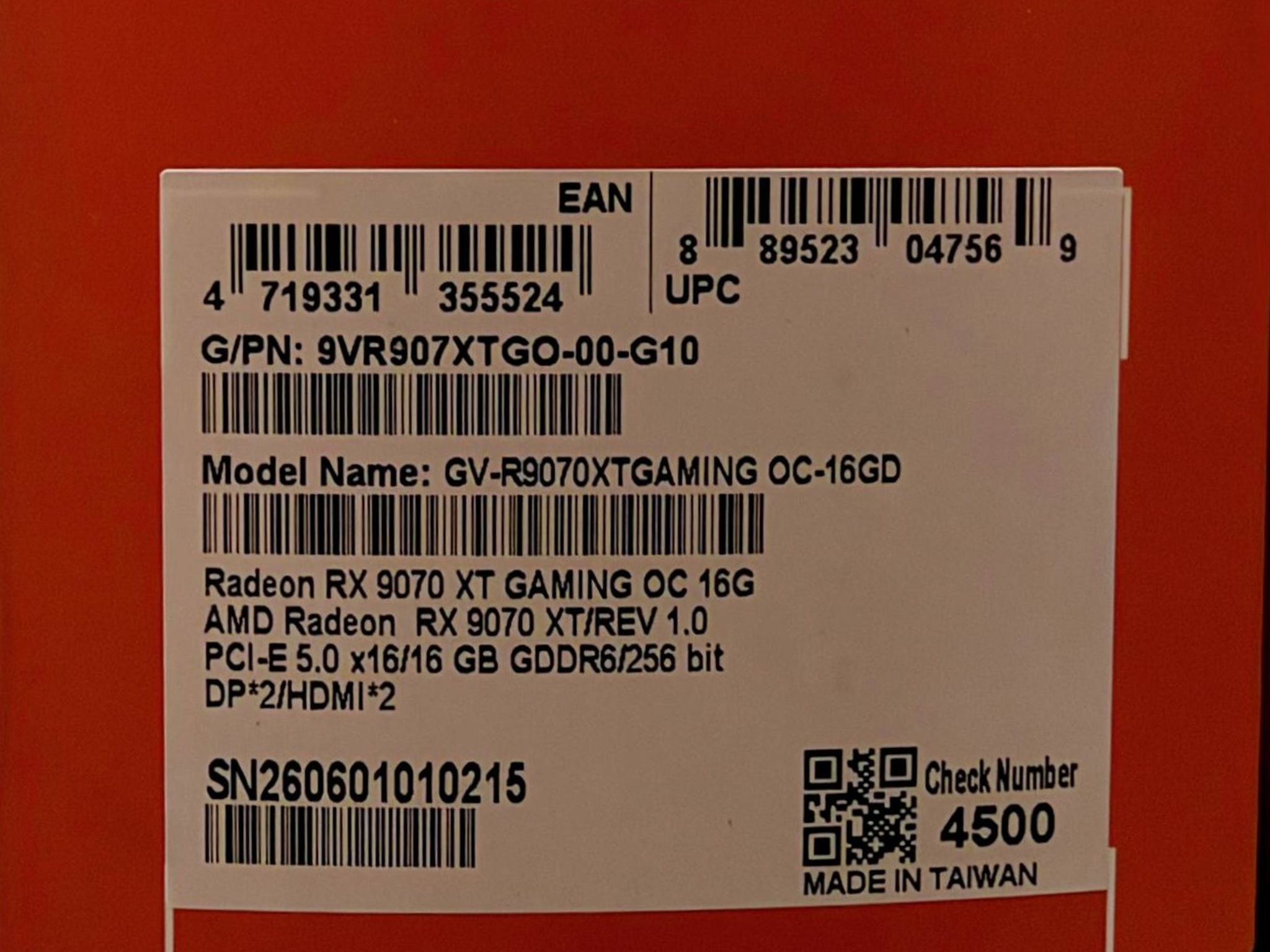 GIGABYTE RX 9070 XT GAMING OC 16G Brand New Sealed