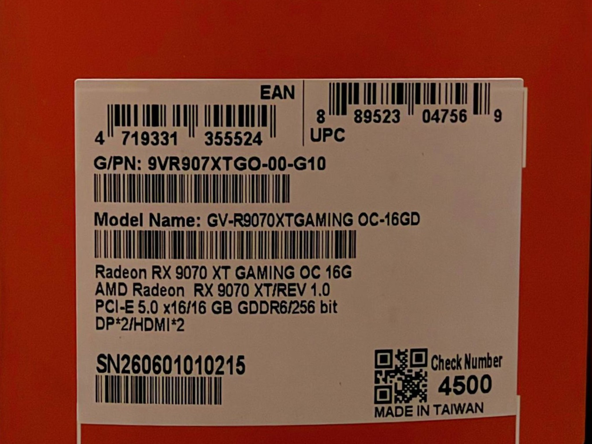 GIGABYTE RX 9070 XT GAMING OC 16G Brand New Sealed