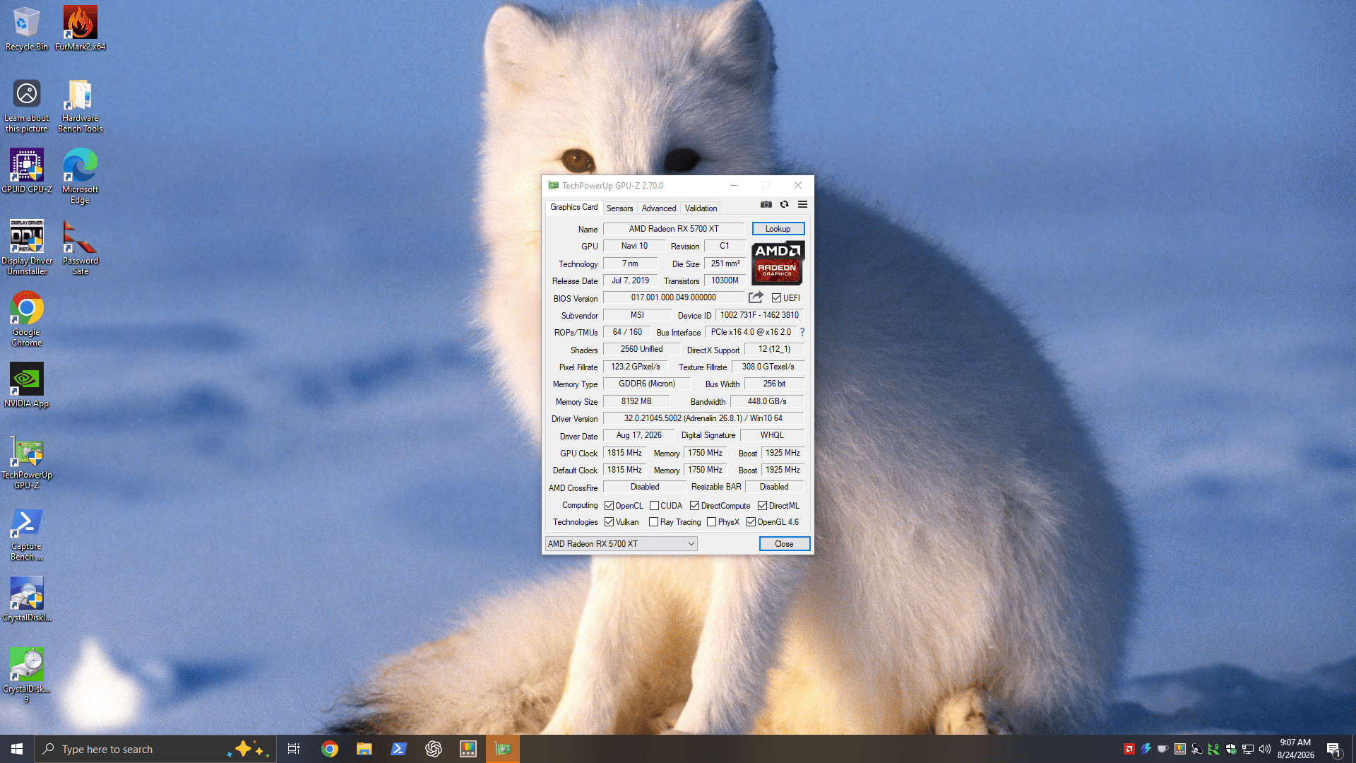 MSI RX 5700 XT MECH OC 8GB - Crashes Under Load - For Parts