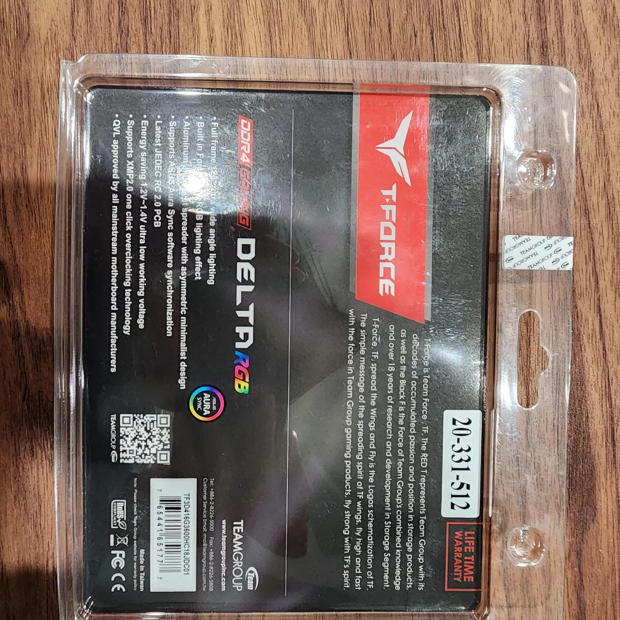 Team T-Force Delta RGB 8 GB (2 x 8 GB) DDR4-3600 CL18 Memory(Brand New)