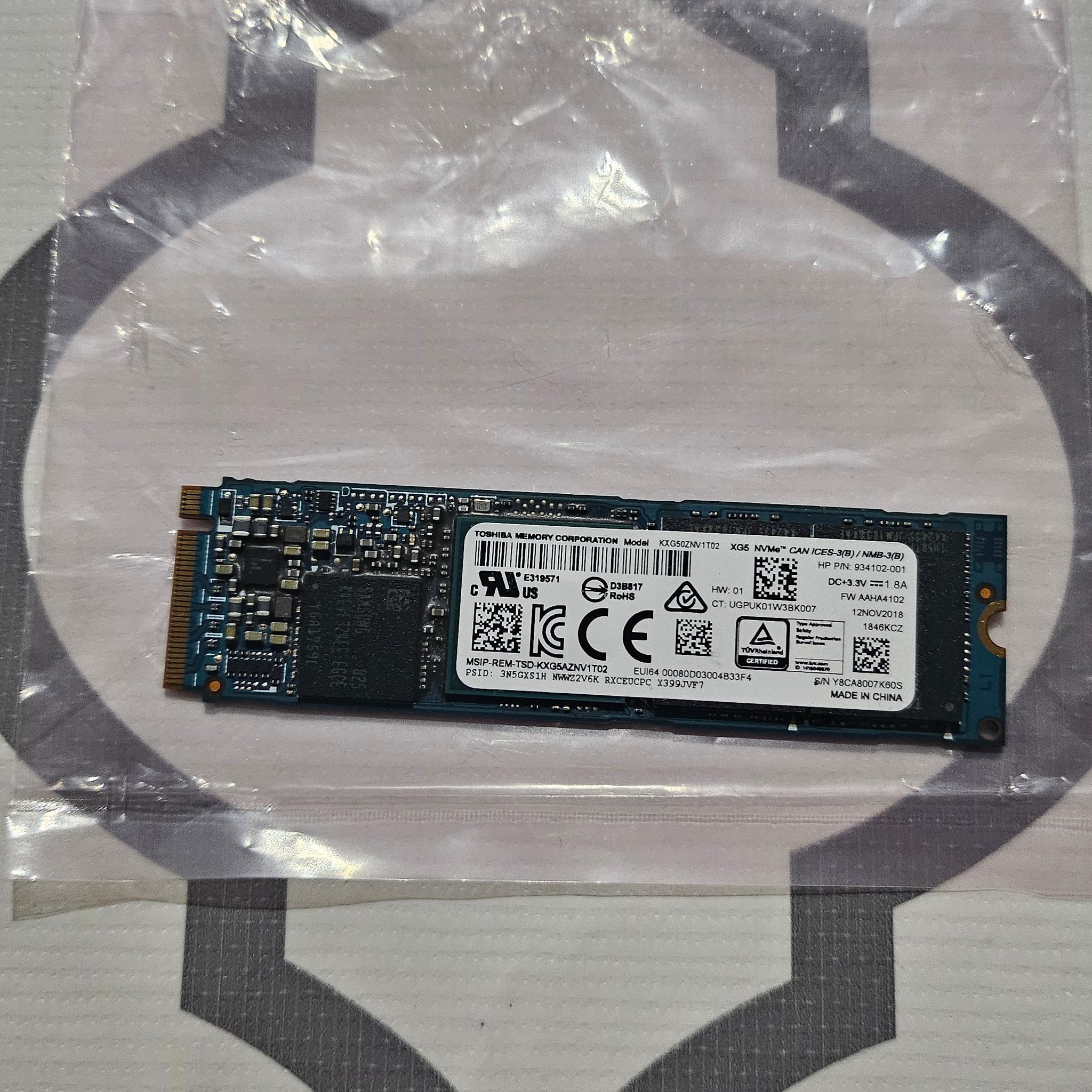 Toshiba XG5 1TB NVMe M.2 SSD (KXG50ZNV1T02) PCIe Gen3 SSD - 66