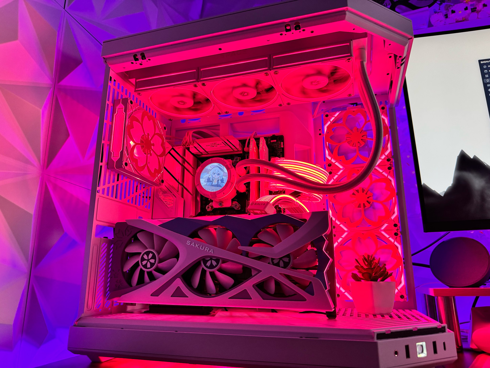 🌸Sakura‑Themed HYTE Y70 Snow White Build – RX 7800 XT, LCD AIO, 32GB DDR5🌸