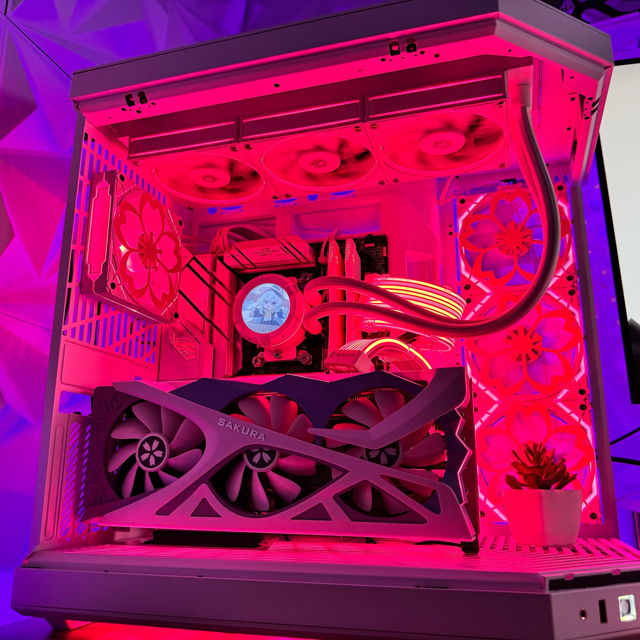 🌸Sakura‑Themed HYTE Y70 Snow White Build – RX 7800 XT, LCD AIO, 32GB DDR5🌸