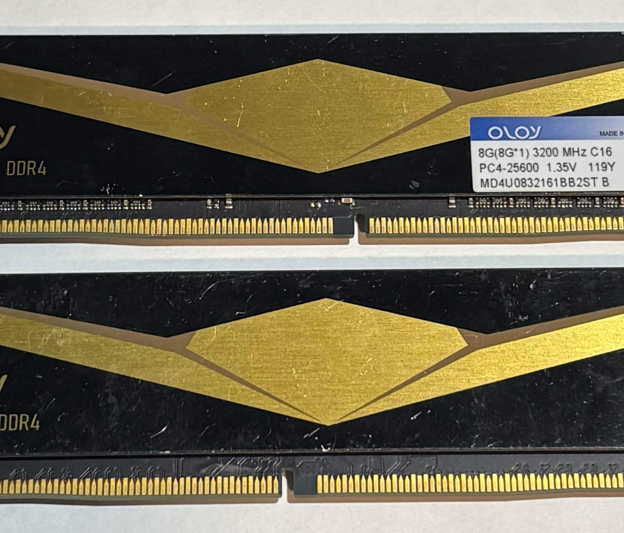 OLOy B-21 Raider 16GB (2x8GB) DDR4 3200MHz CL16 Gaming Memory Kit | Black Gold |