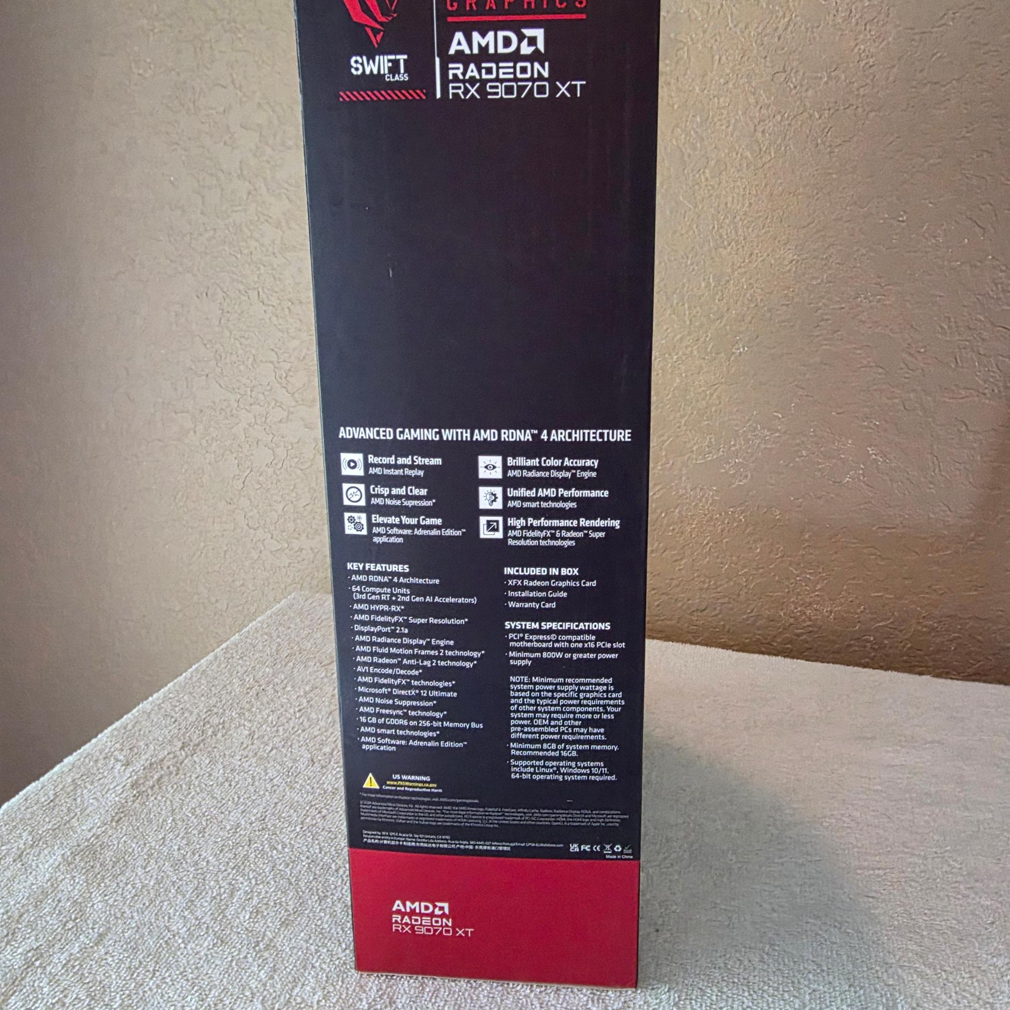XFX Swift AMD Radeon RX 9070XT Triple Fan Gaming 16GB