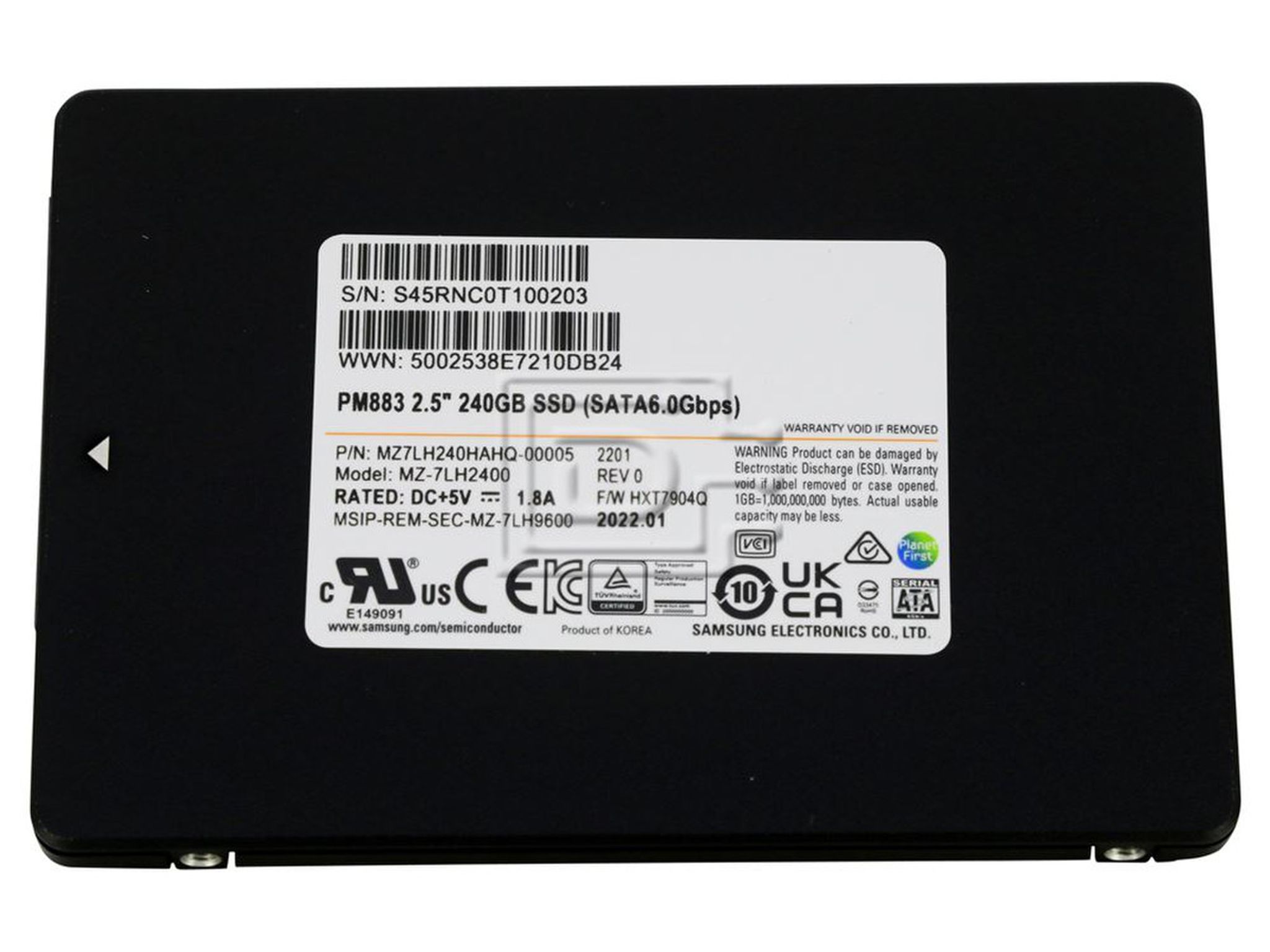 Samsung PM883 MZ-7LH2400 / MZ7LH240HAHQ-00005 240GB SATA RI Solid State Drive