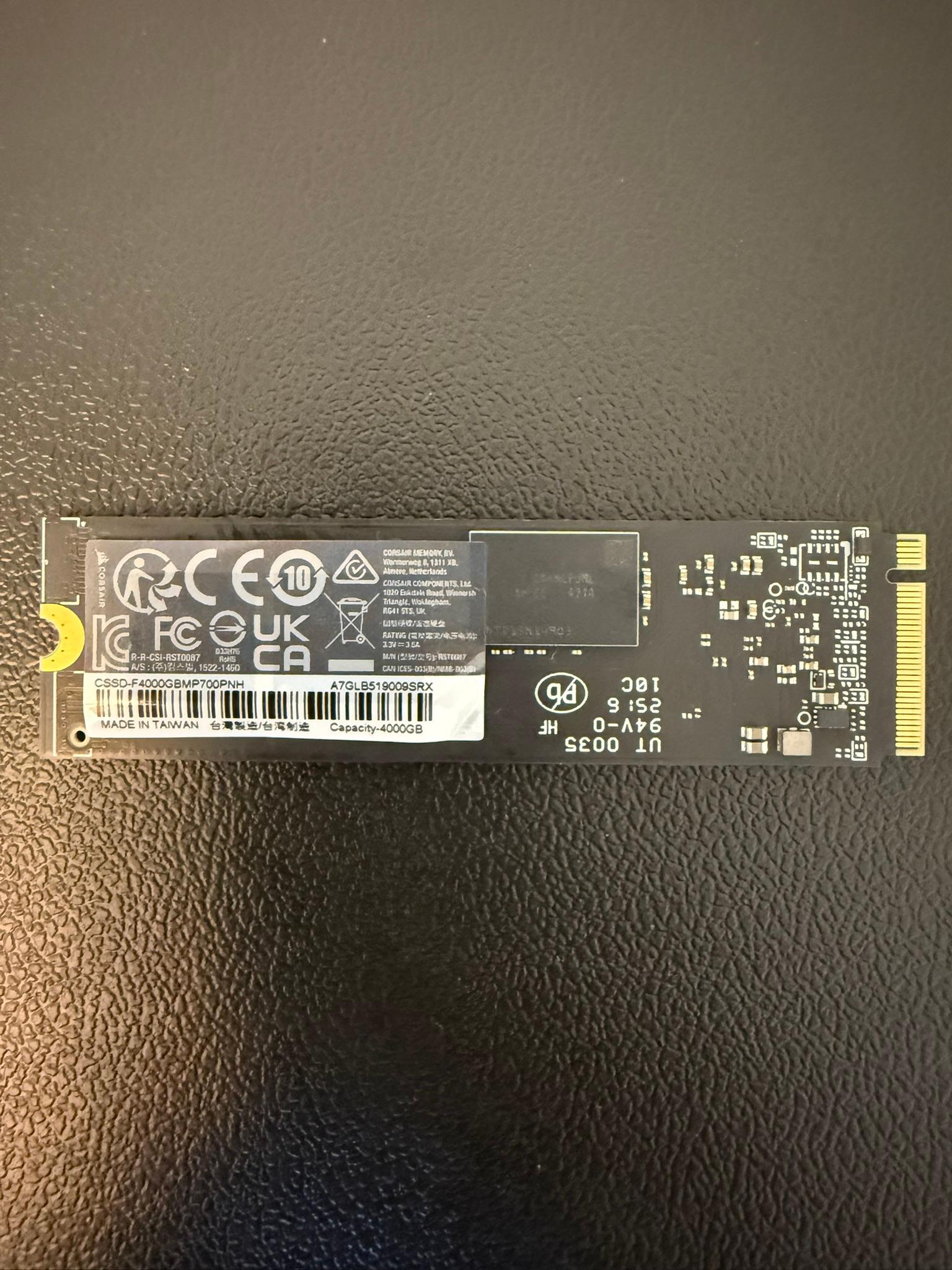 Corsair MP700 PRO 4TB PCIe Gen5 NVMe SSD | 12,000+ MB/s | Box Included