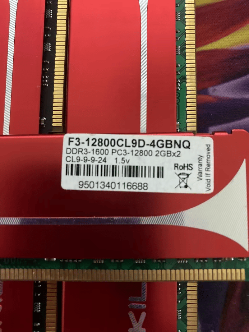 G.SKILL DDR3 - 4 sticks x 2GB each - 8GB total, DDR3 1600MHZ ram