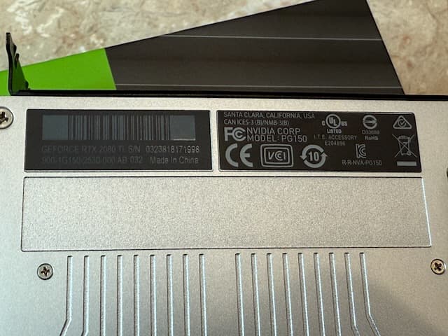 Founders Edition NVIDIA GeForce RTX 2080 Ti - 11GB GDDR6 - Like New!  In Original Box!