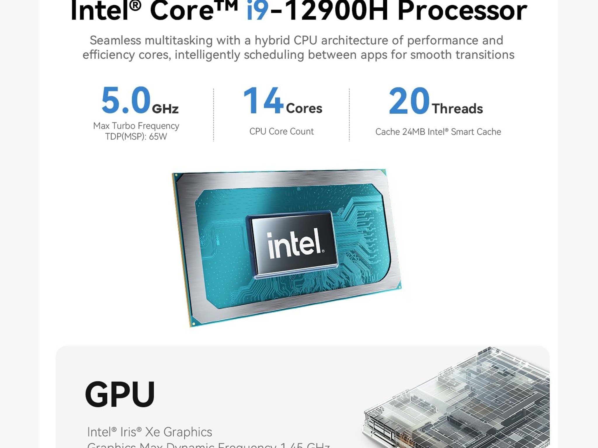 Beelink GTi12 Mini PC + EX Docking Station, Intel Core i9-12900H (14C/20T, up to 5.0GHz)