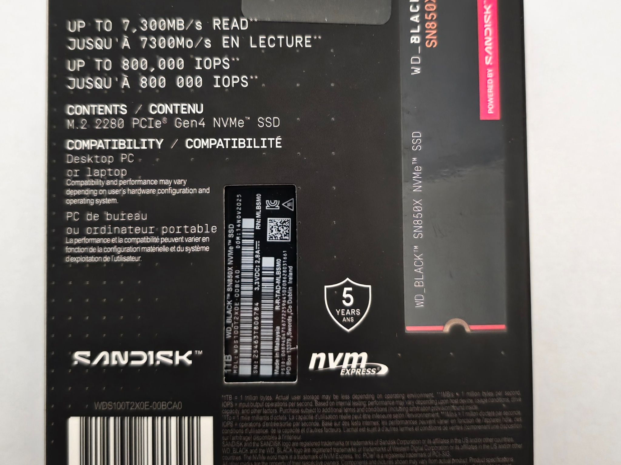 Western Digital WD_BLACK 1TB SN850X NVME M.2 2280 SSD Brand New Sealed