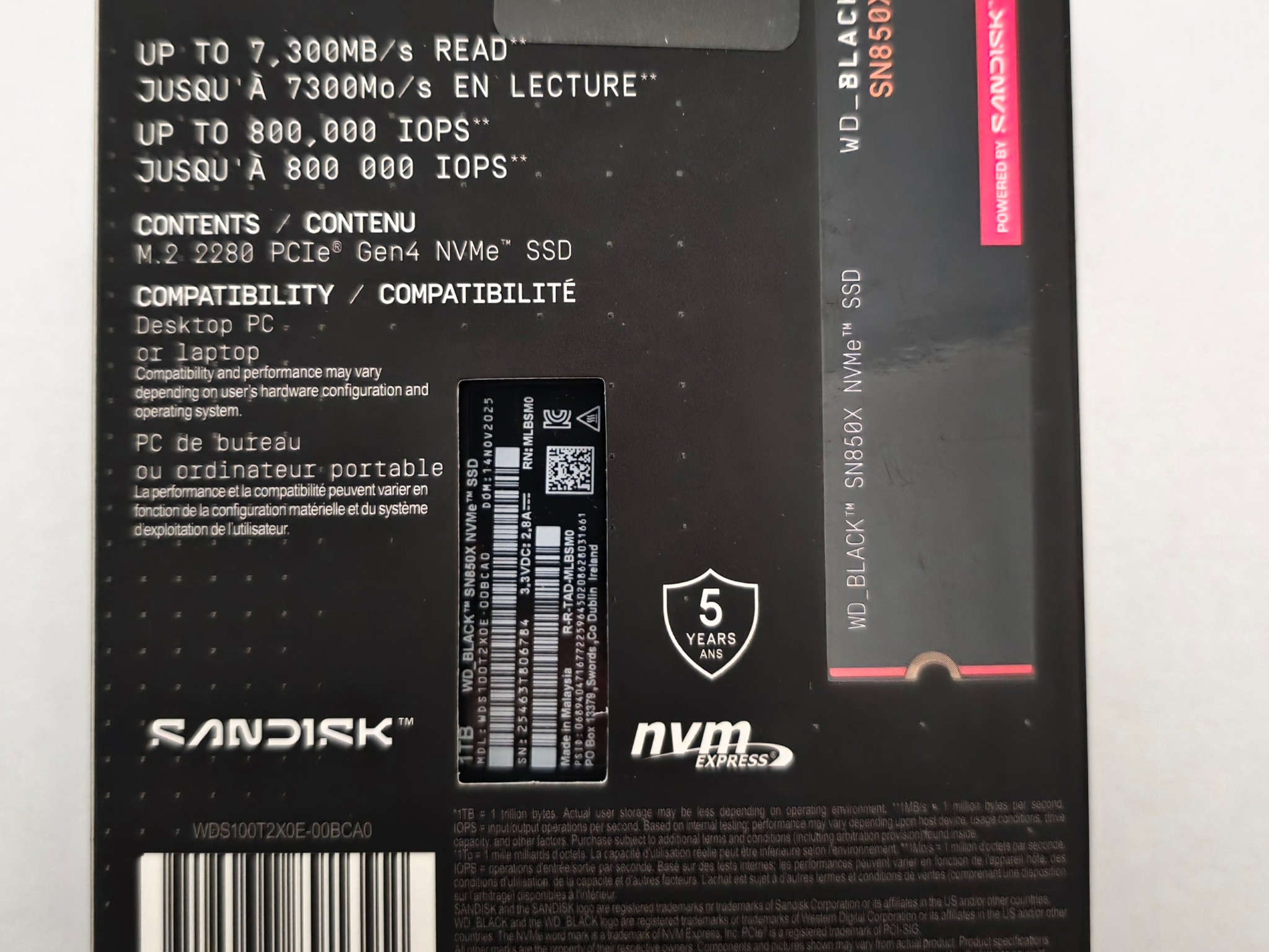 Western Digital WD_BLACK 1TB SN850X NVME M.2 2280 SSD Brand New Sealed