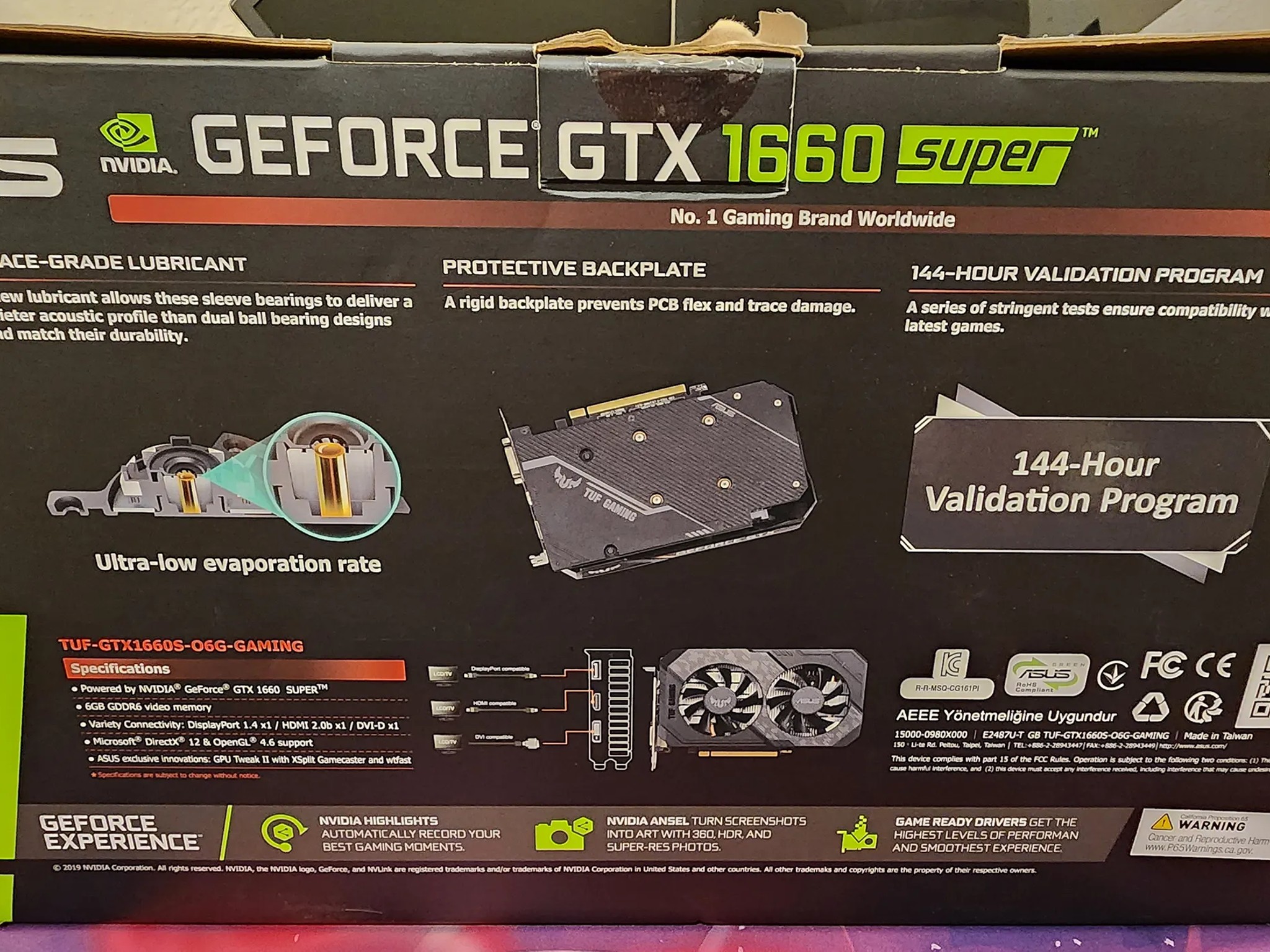 For Sale Used Asus Tuff Nvidia 1660 Super 6 GB