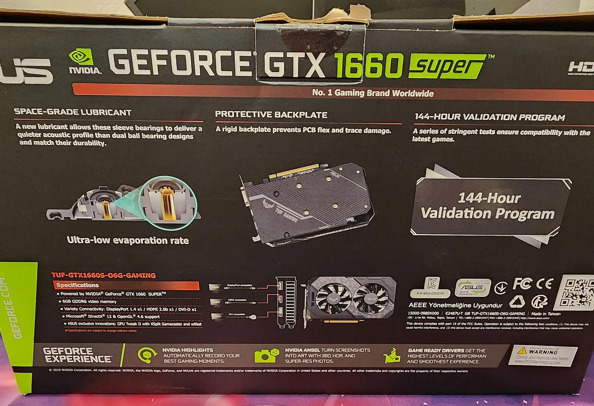 For Sale Used Asus Tuff Nvidia 1660 Super 6 GB