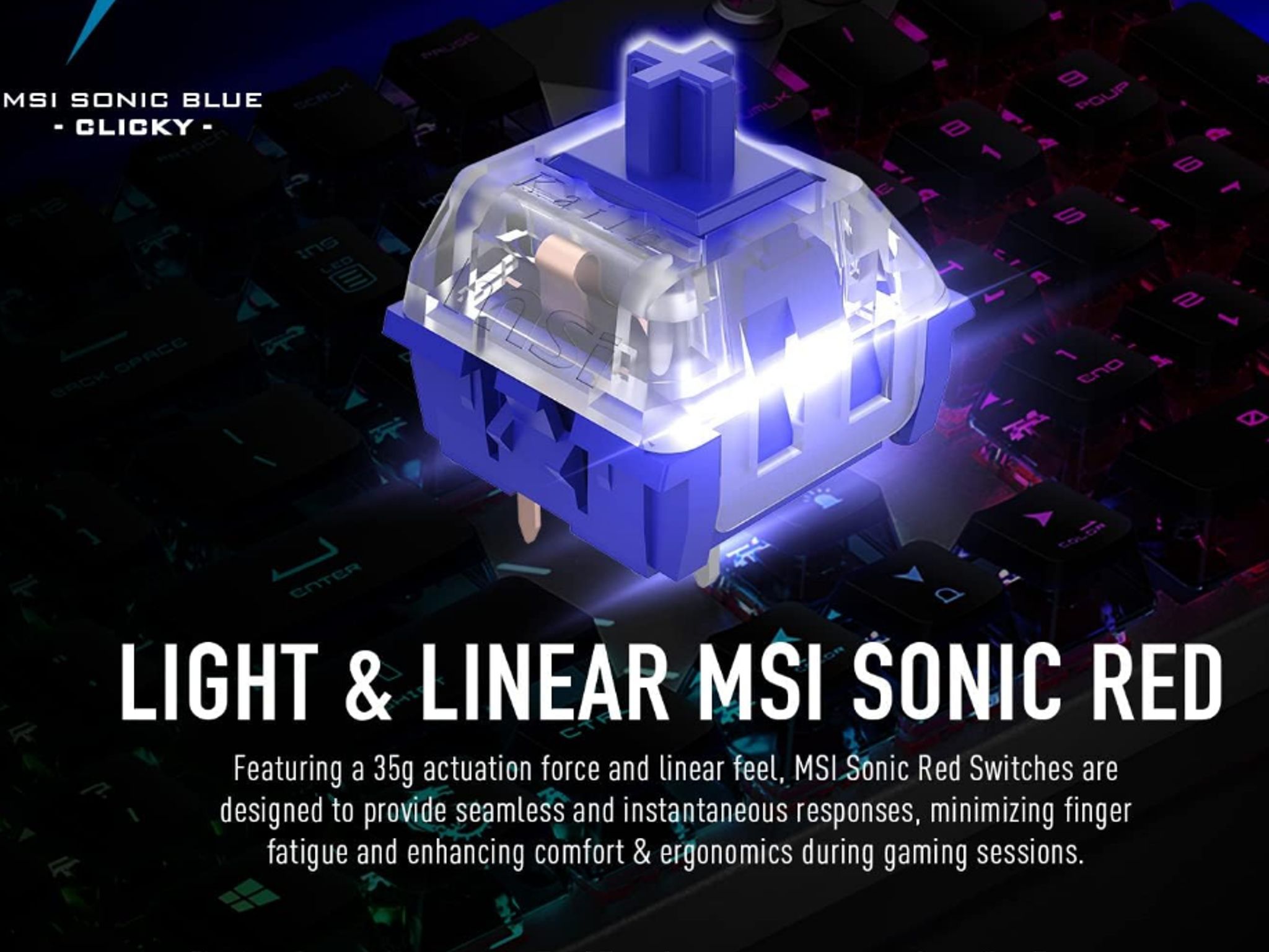 (BNIB) MSI Vigor GK71 Sonic Blue US Mechanical RGB Gaming Keyboard
