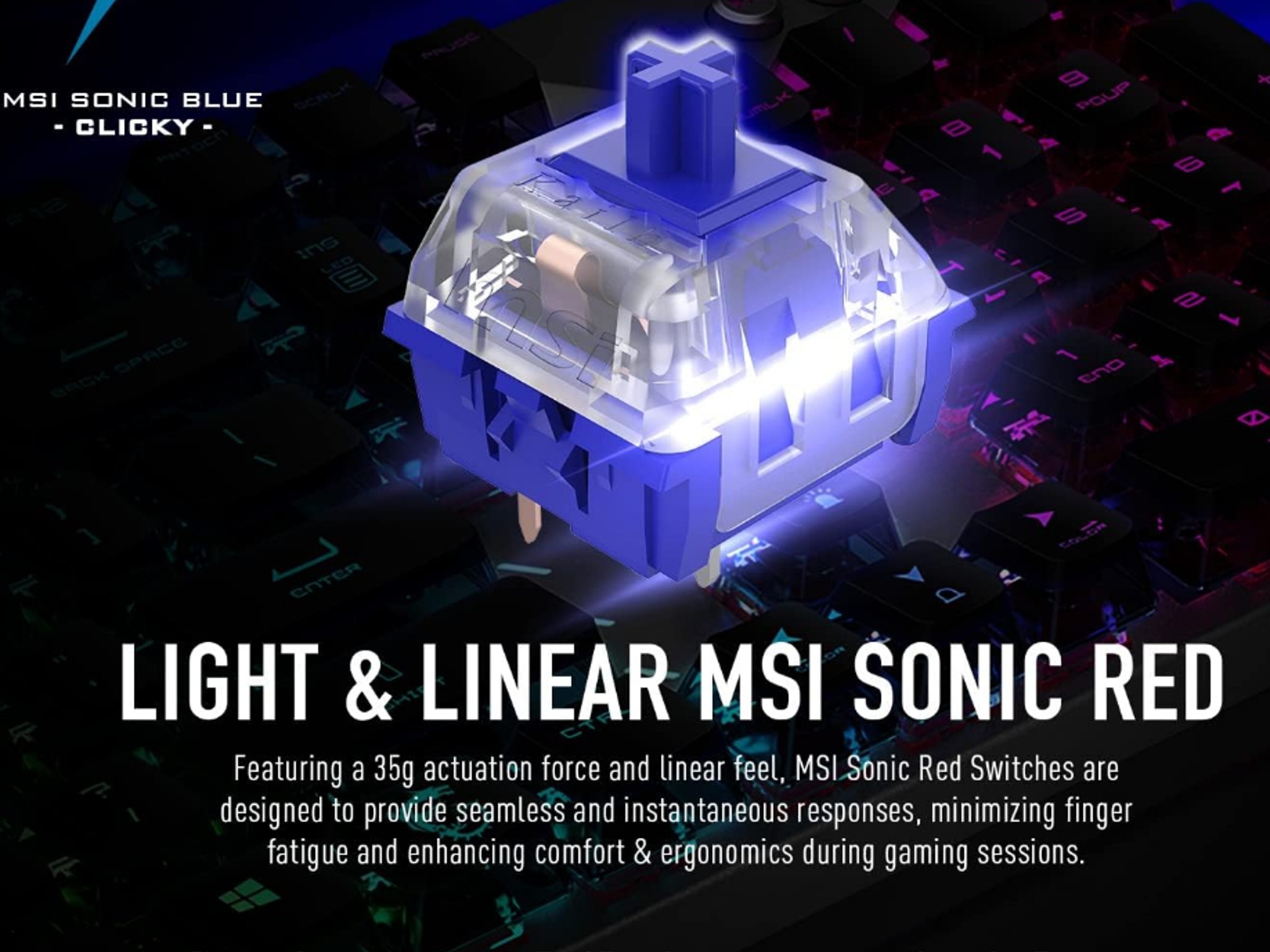 (BNIB) MSI Vigor GK71 Sonic Blue US Mechanical RGB Gaming Keyboard