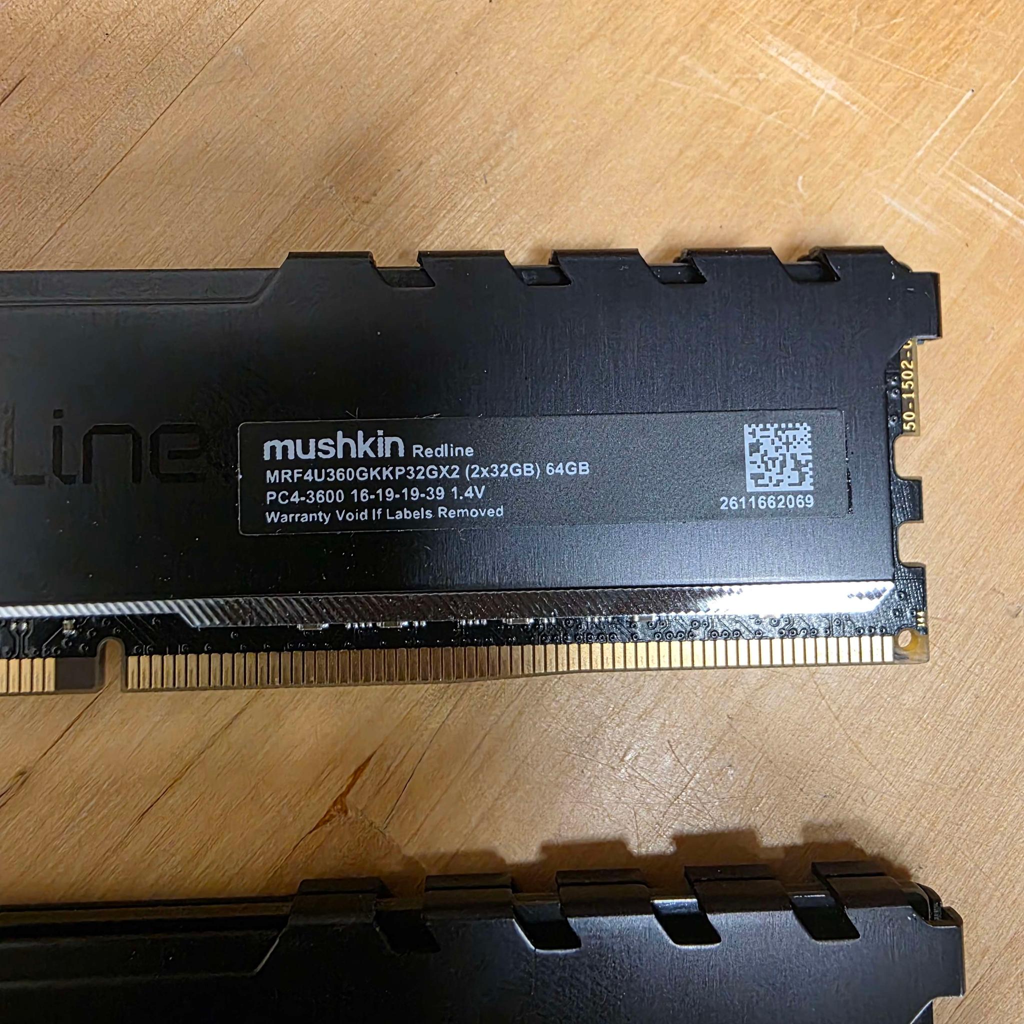 Mushkin Redline 64GB (32x2) 3600MHz RAM