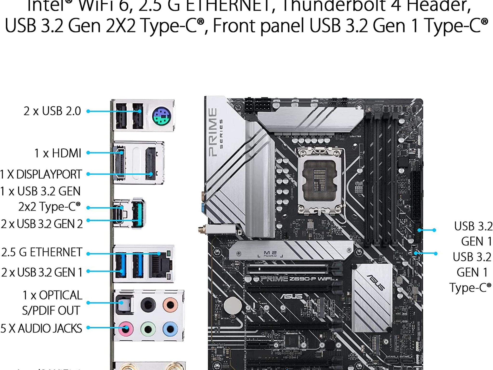 ASUS PRIME Z690-P WIFI Intel Z690 LGA 1700 ATX DDR5 Desktop Motherboard