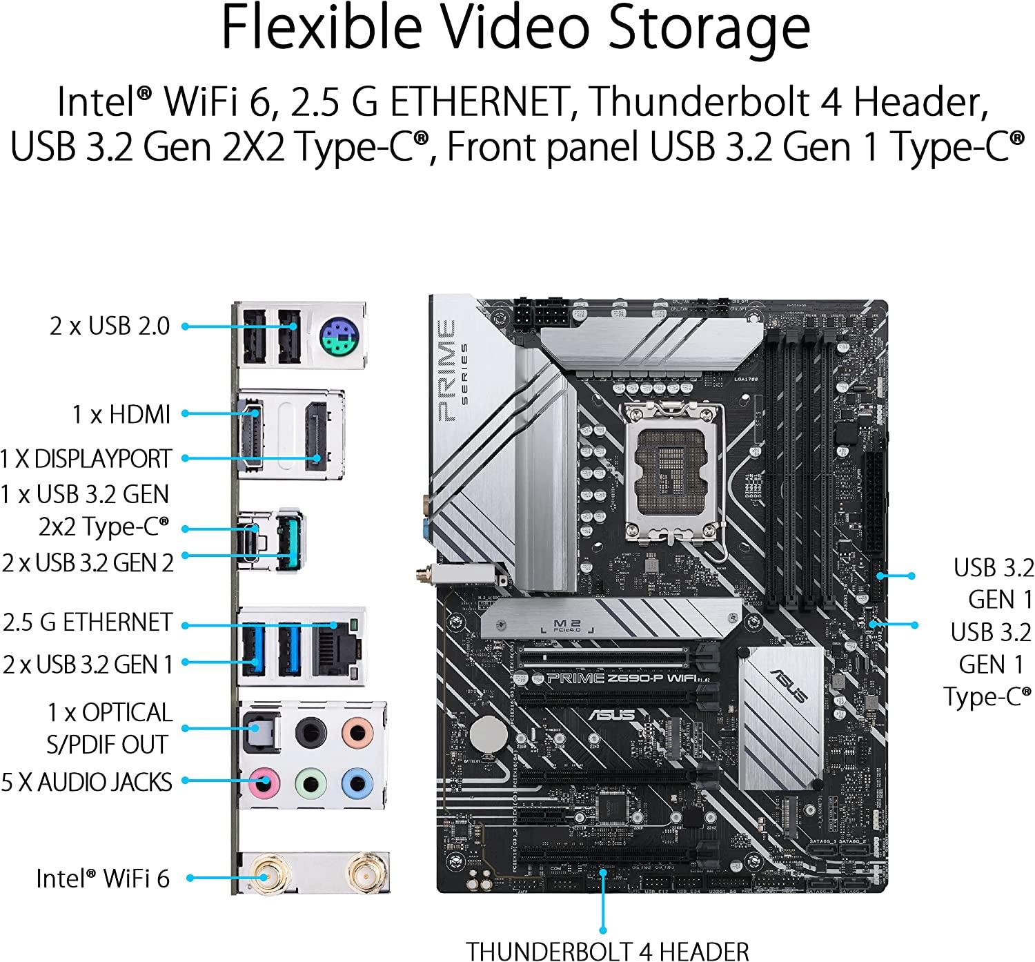 ASUS PRIME Z690-P WIFI Intel Z690 LGA 1700 ATX DDR5 Desktop Motherboard