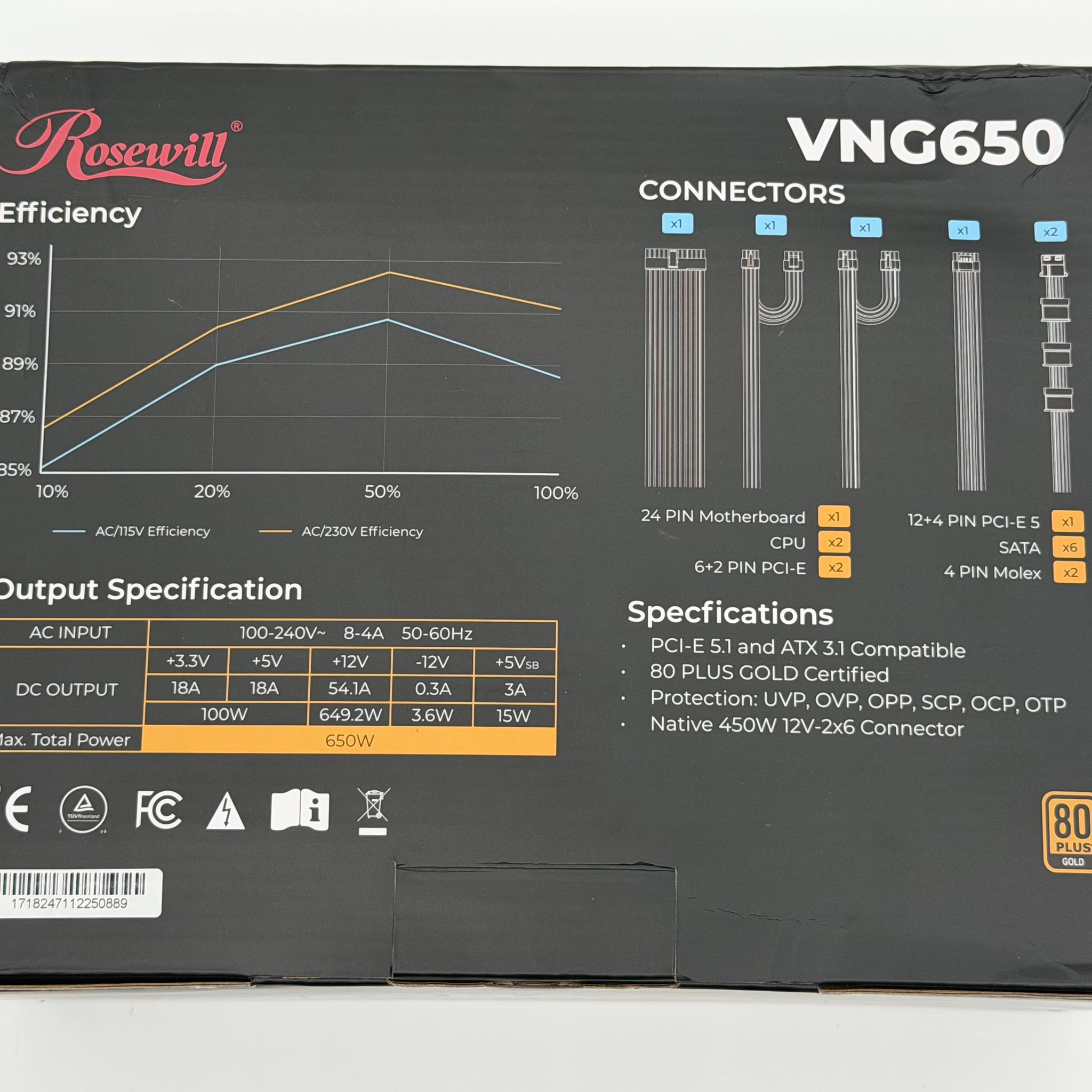 Rosewill VNG650 650W 80+ Gold Power Supply