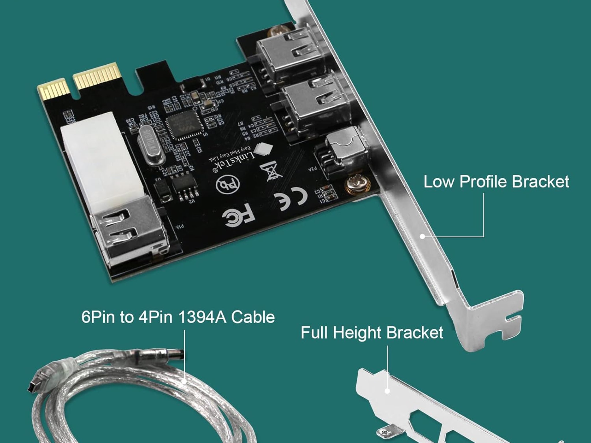 Firewire Card Internal Firewire Port Cards 1394A PCIE 4-Ports FireWire 400 Expansion Card