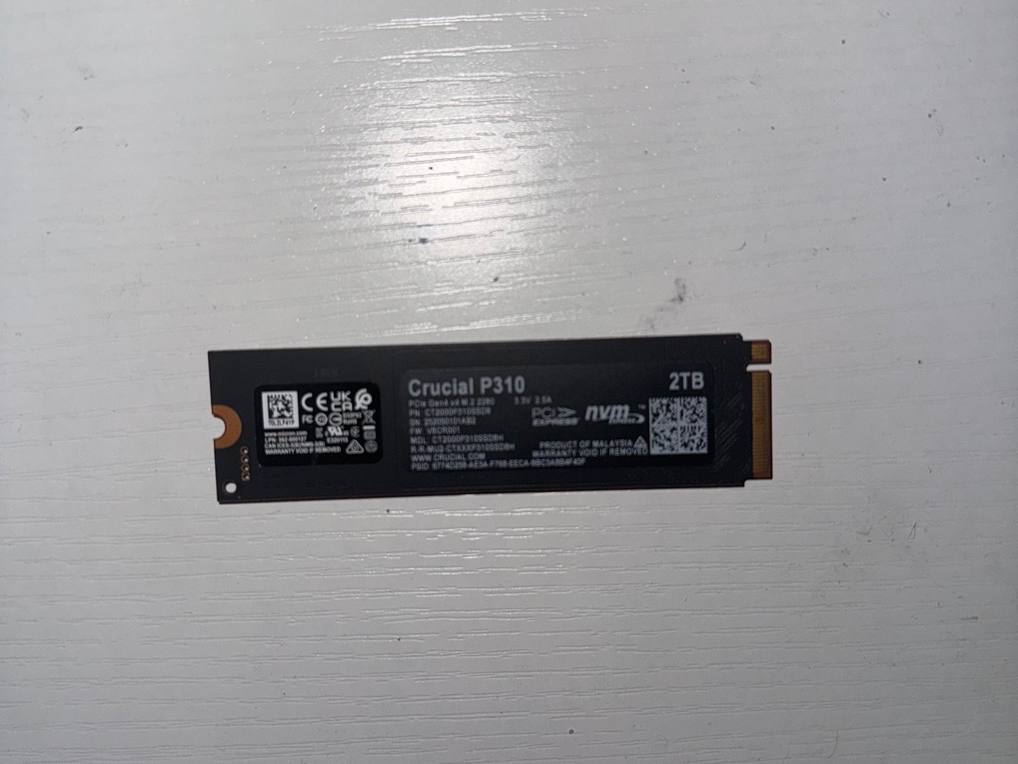 Crucial P310 2TB SSD, PCIe Gen4 NVMe M.2 2280, Up to 7,100MB/s,
