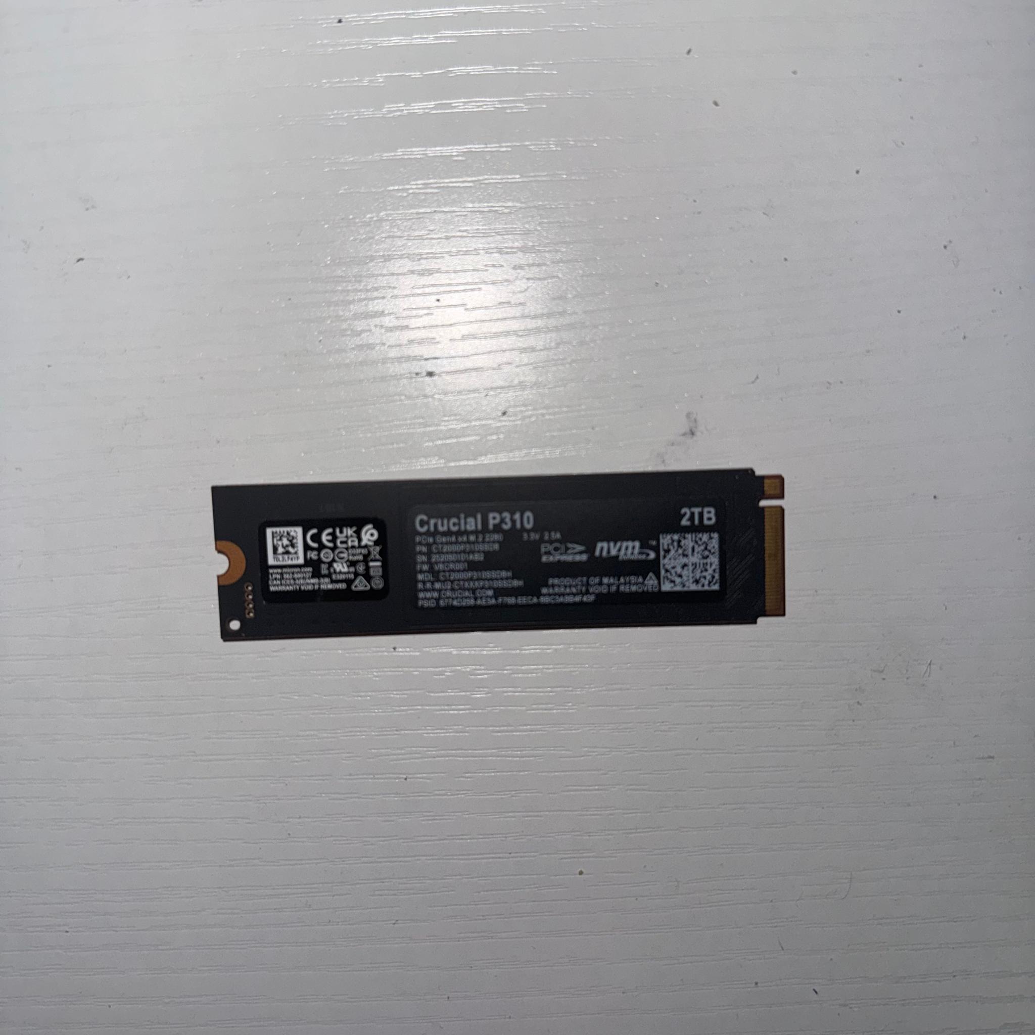 Crucial P310 2TB SSD, PCIe Gen4 NVMe M.2 2280, Up to 7,100MB/s,