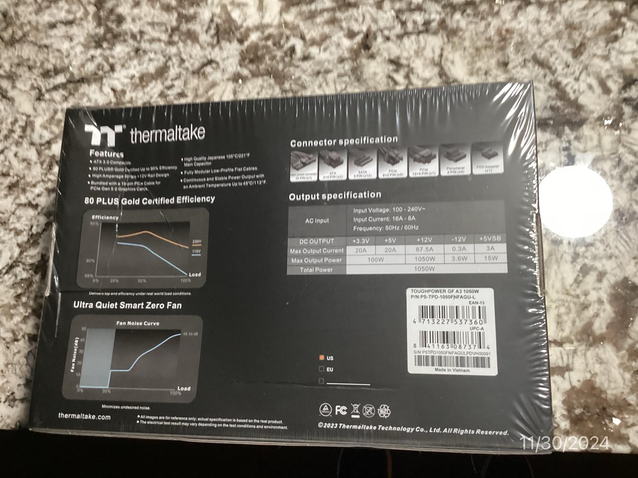 ++ NEW ++ Factory sealed Thermaltake Toughpower GF A3 1050W, 80 Plus Gold Fully Modular Power Supply