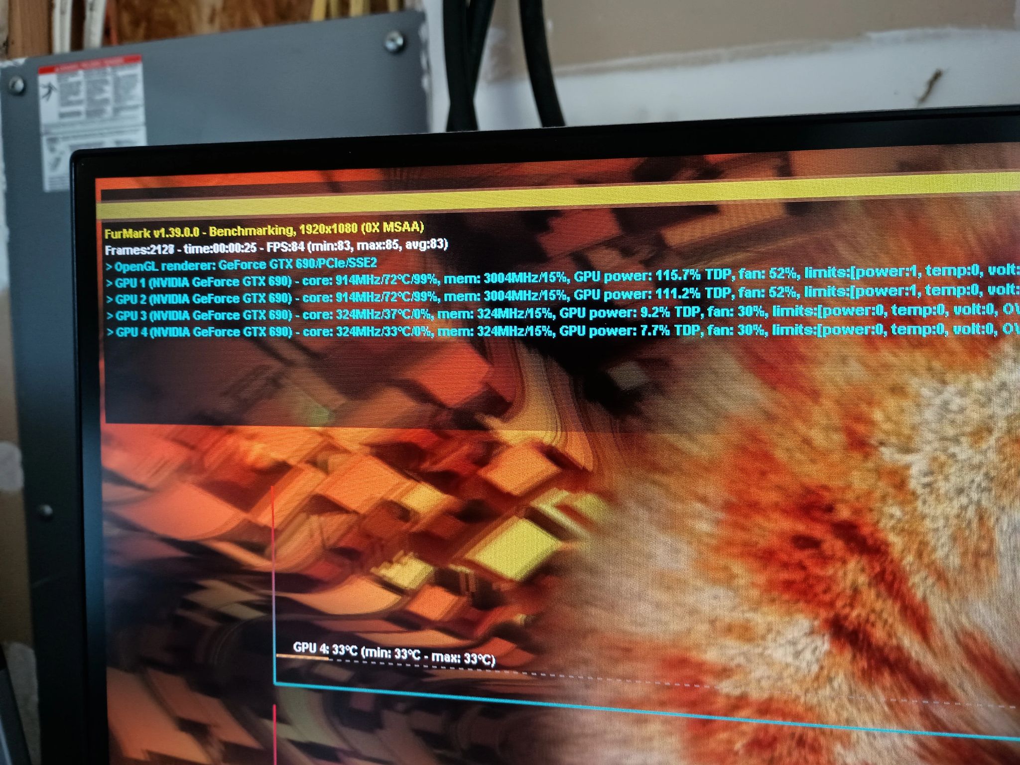 Two GTX 690 GPUs for Quad SLI (with SLI bridge). Tested, works well.