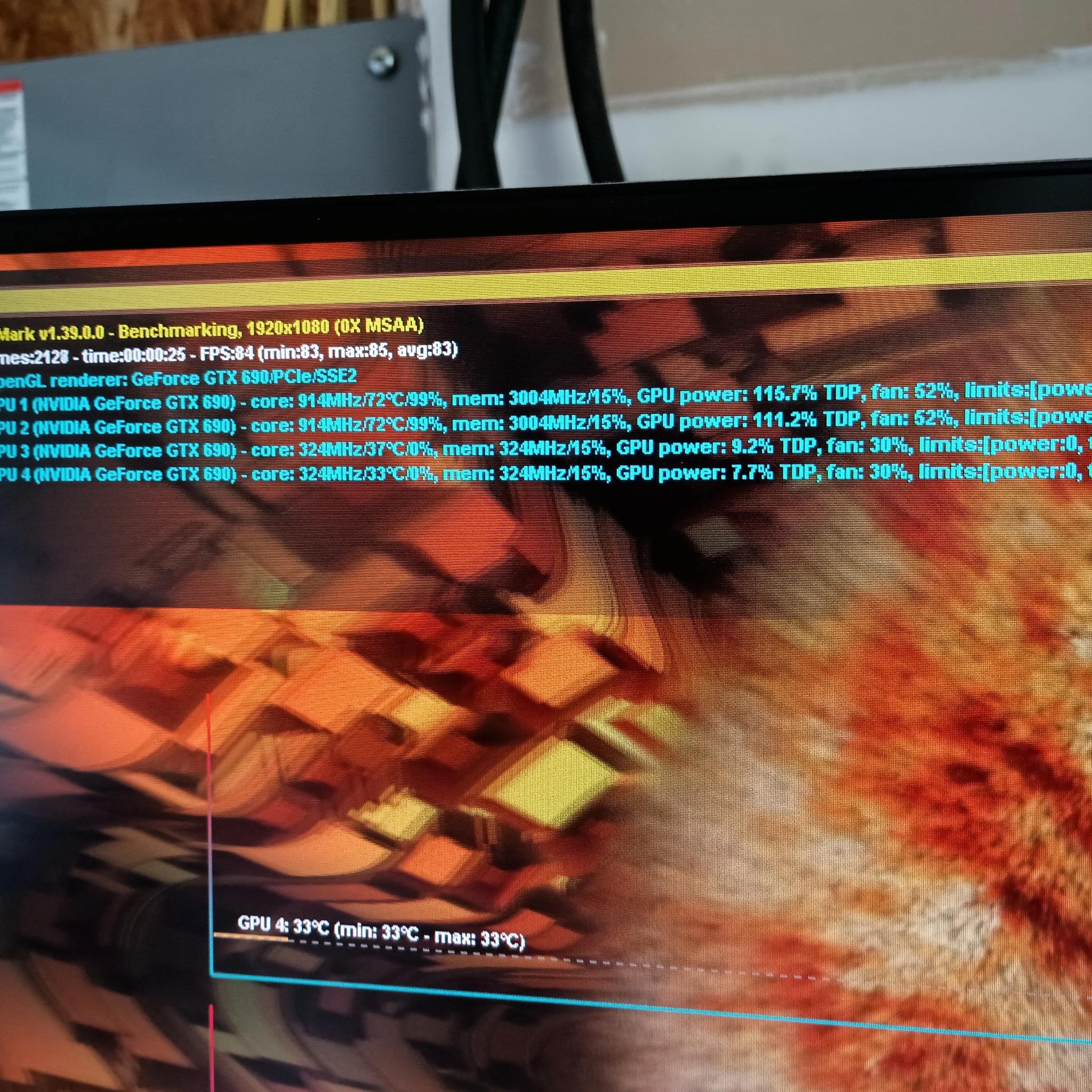 Two GTX 690 GPUs for Quad SLI (with SLI bridge). Tested, works well.