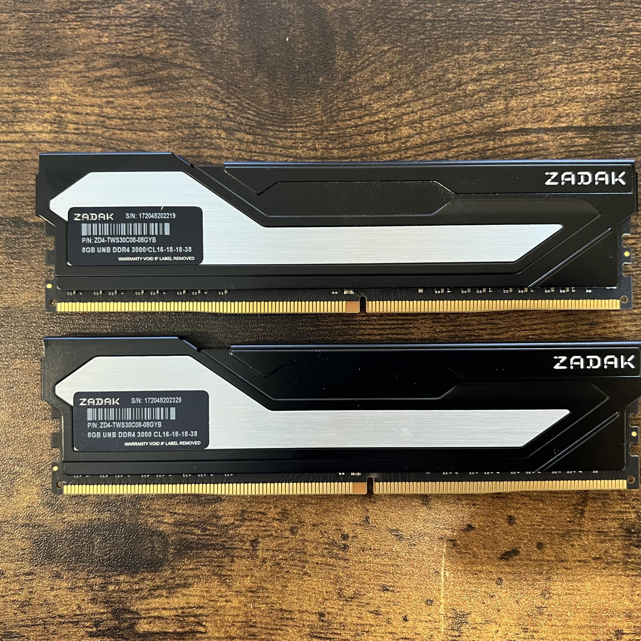 16GB (2x8GB) DDR4-3000 CL16 ZADAK TWIST DDR4 Desktop RAM Memory