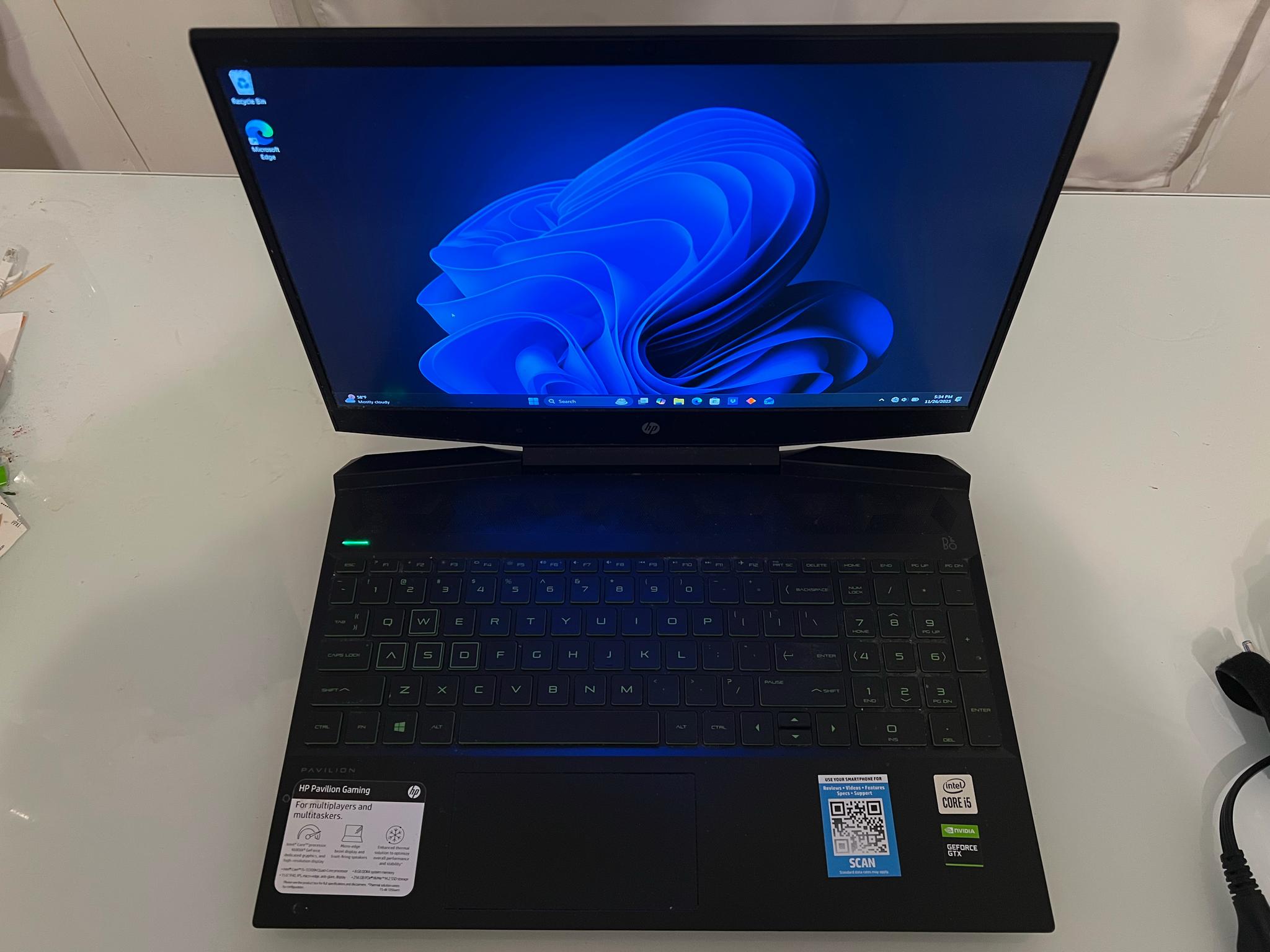 HP Pavilion Gaming Laptop | NVIDIA GTX 1650 | 16 GB RAM | 256 GB SSD | Intel i5