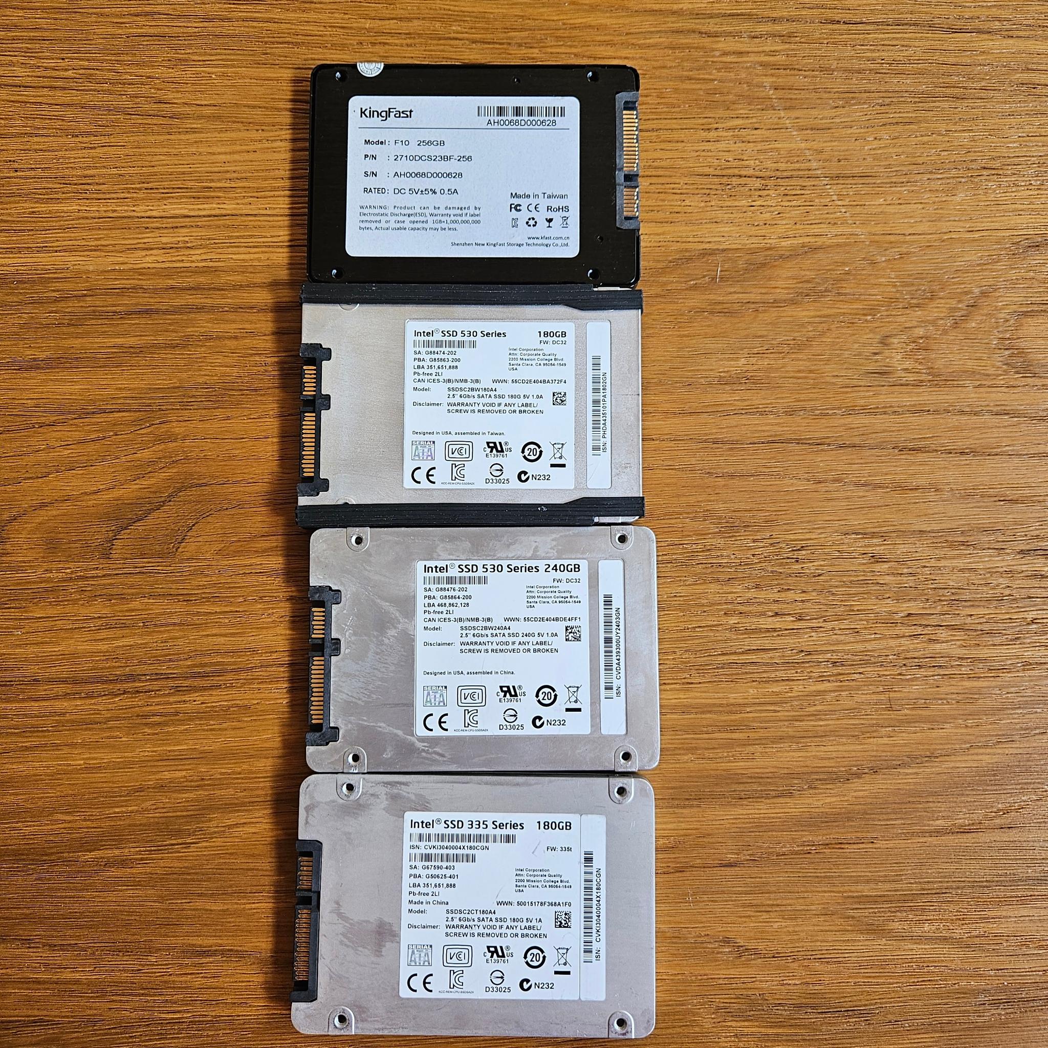 Intel SSD 530 Series 240GB 180GB 335 Series 180GB KIngfast LOT OF 4 SSDS