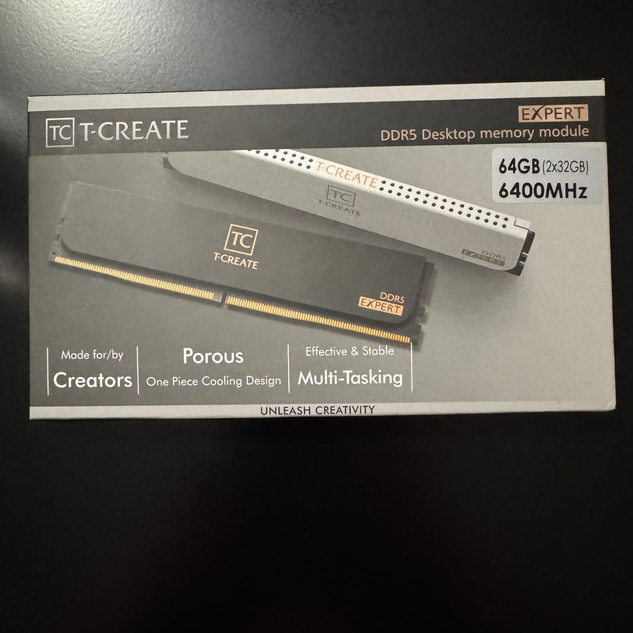 TEAMGROUP T-Create Expert 10L DDR5 RAM 64GB (2 x 32GB) CL34 6400MHz White