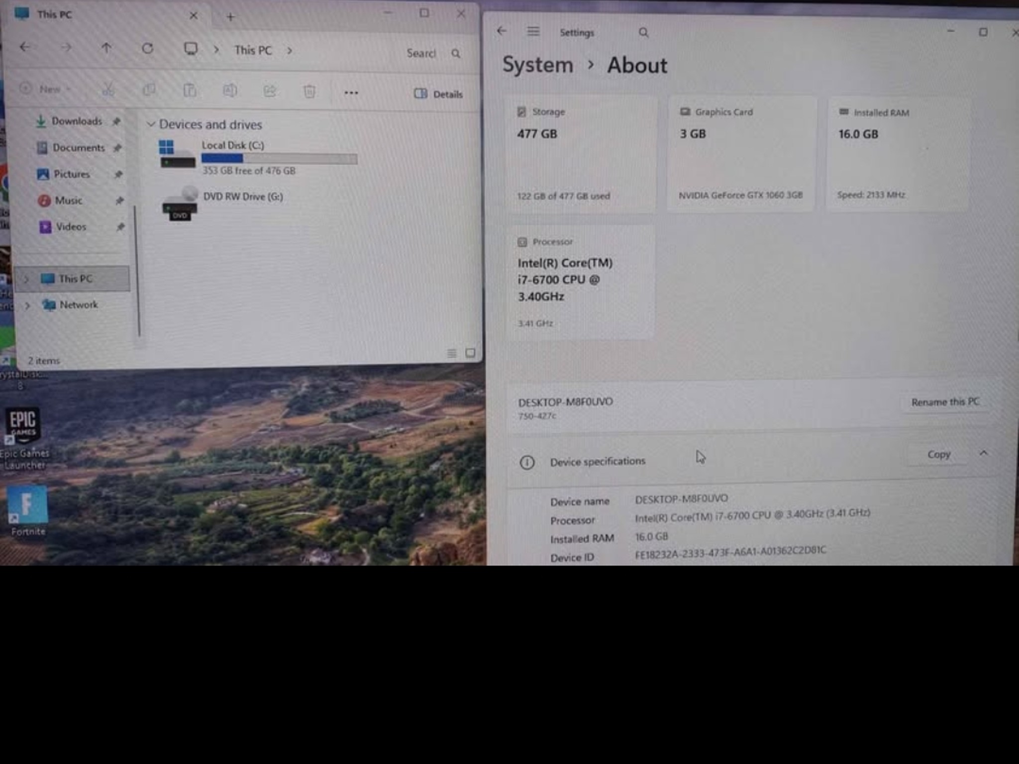 HP Envy Gaming PC, i7-6700, GTX 1060 3GB, 16GB DDR4, 500GB SSD