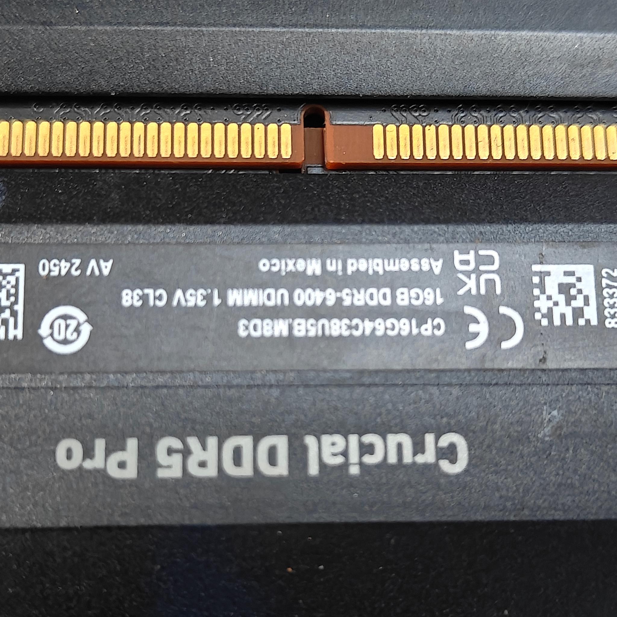 Crucial Pro OC Gaming 32GB (2x16GB) DDR5 6400MHz CL38 Desktop Memory