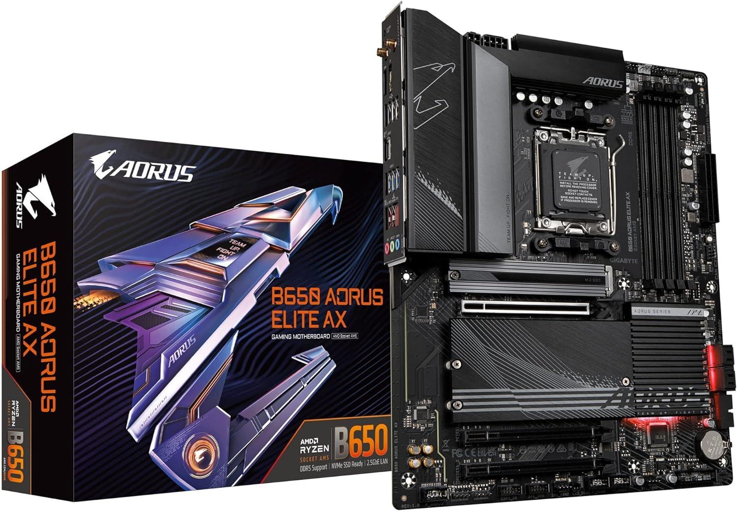 New GIGABYTE B650 AORUS Elite AX AMD B650 ATX Motherboard with DDR5, PCIe 5.0, WiFi 6E