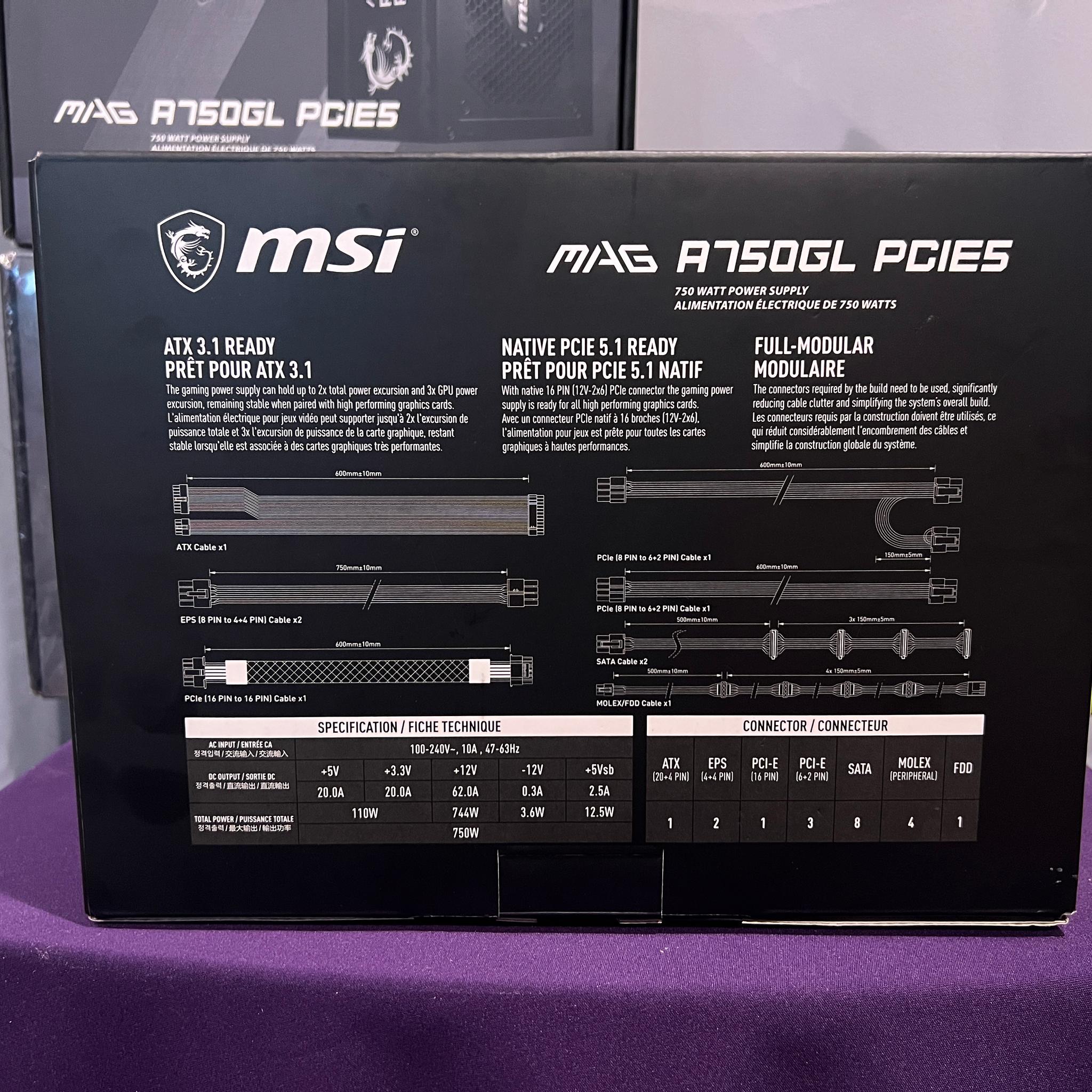 3x MSI Mag A750GL PCIE5 PSU 750W Fully Modular Power Supply 80+Gold | QUESTIONS MESSAGE ME!