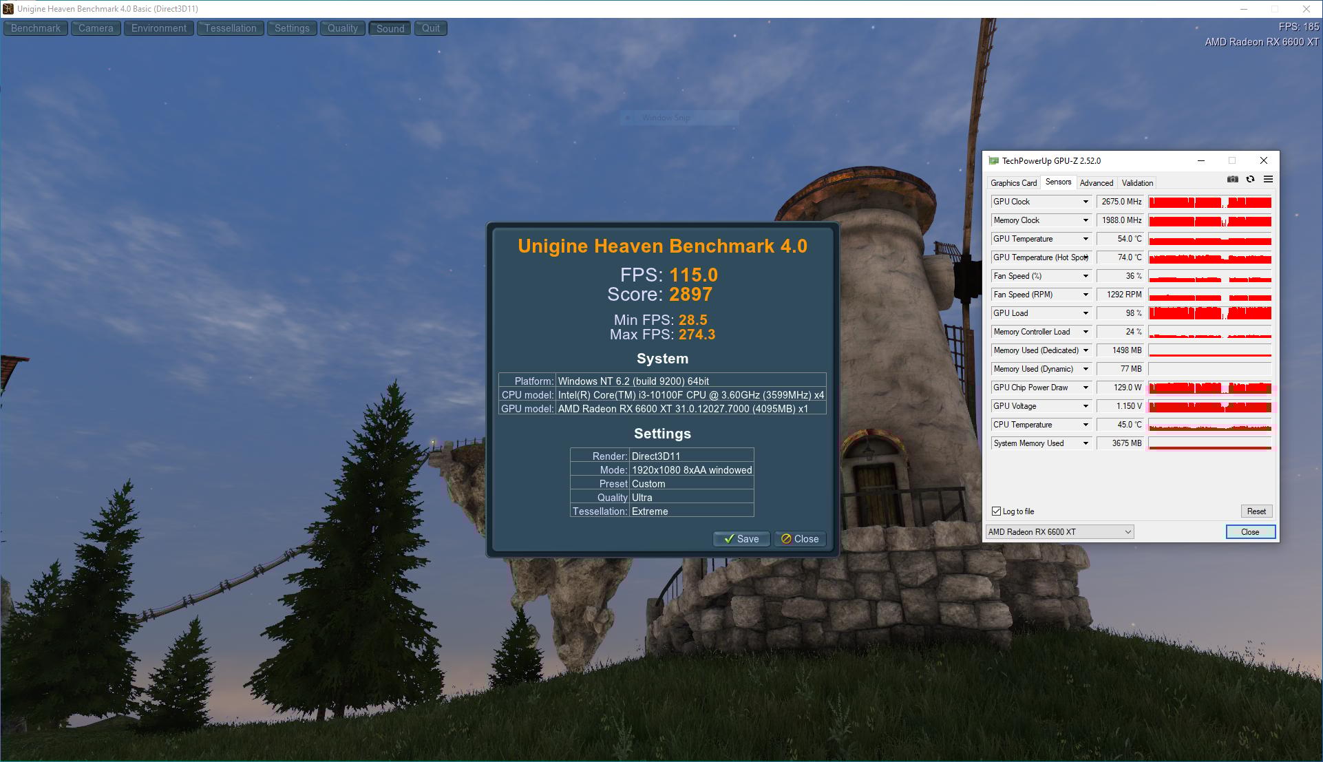 GIGABYTE Radeon RX 6600 XT GAMING OC 8GB GDDR6 Graphics Card, used.
