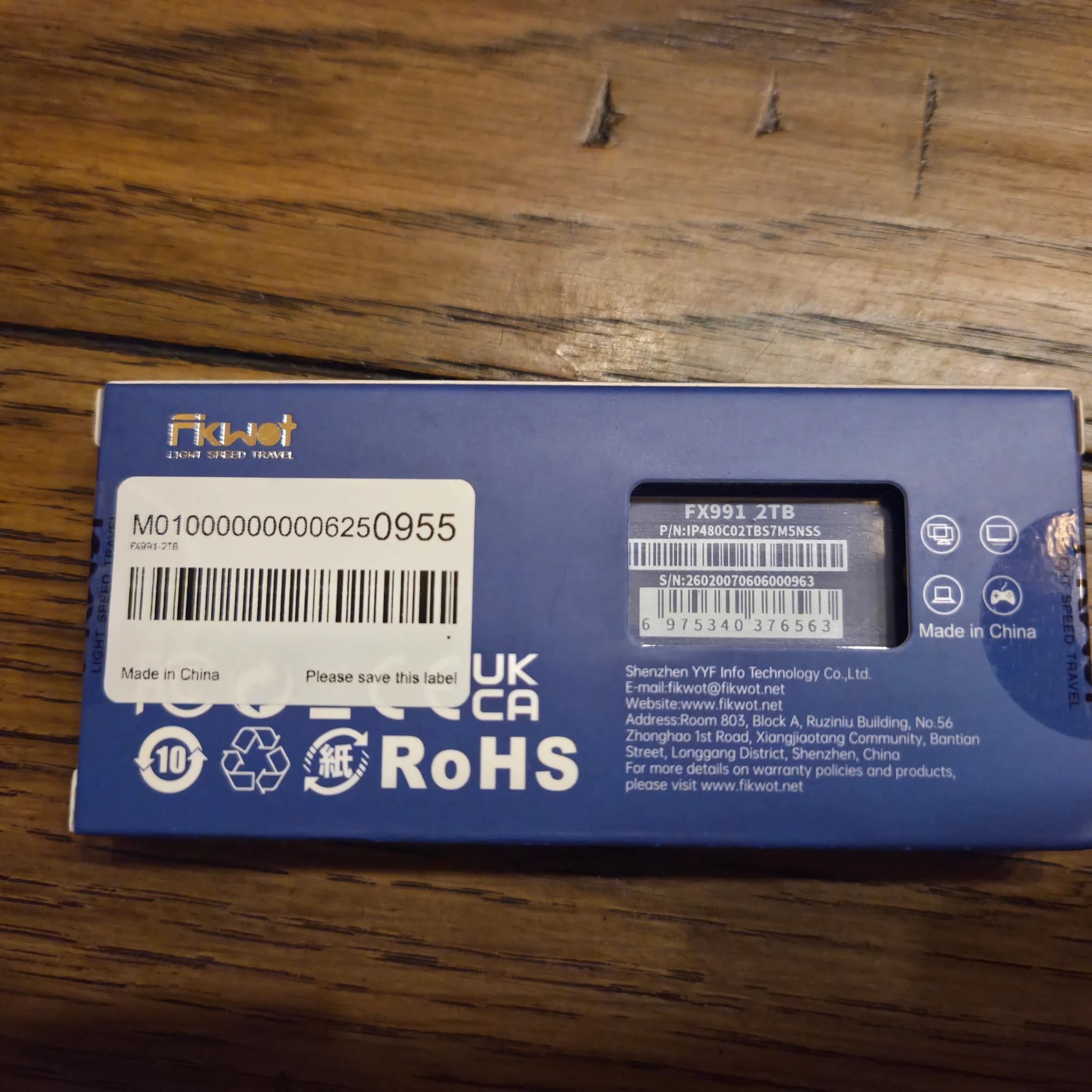 FIKWOT FX991 2TB M.2 SSD, PCIe Gen 4x4 (Up to 7100MB/s)