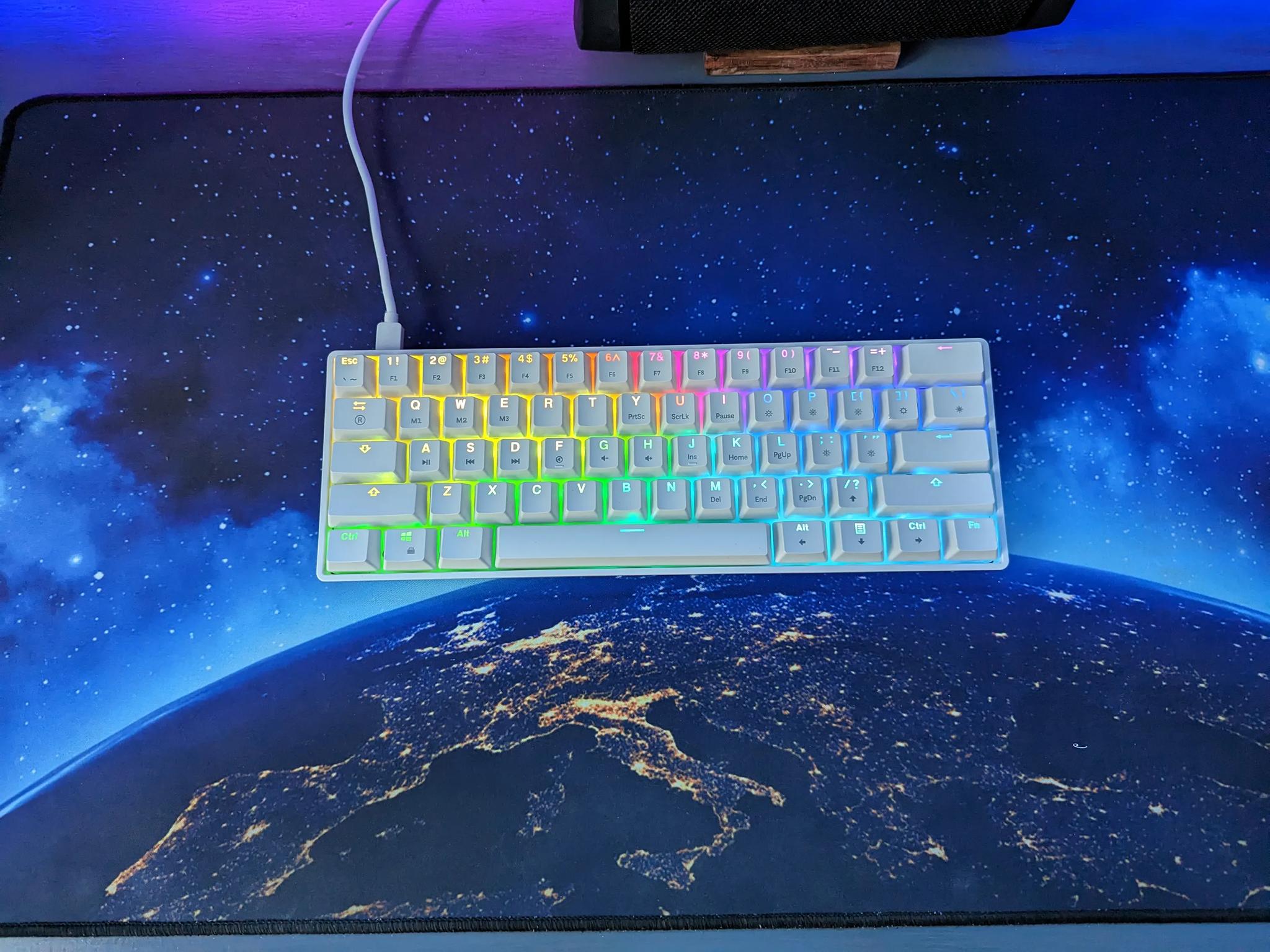 HK GAMING GK61 Mechanical Gaming Keyboard (Gateron Optical Red, White)