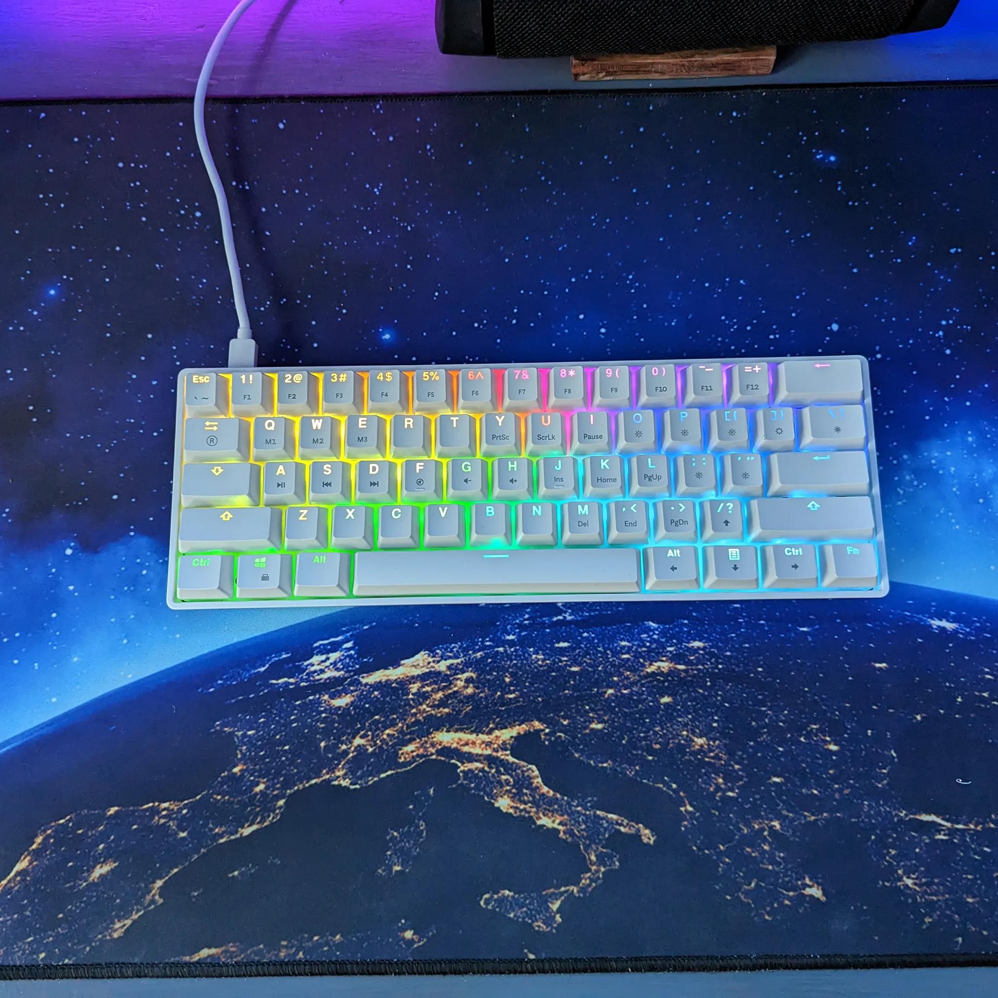 HK GAMING GK61 Mechanical Gaming Keyboard (Gateron Optical Red, White)
